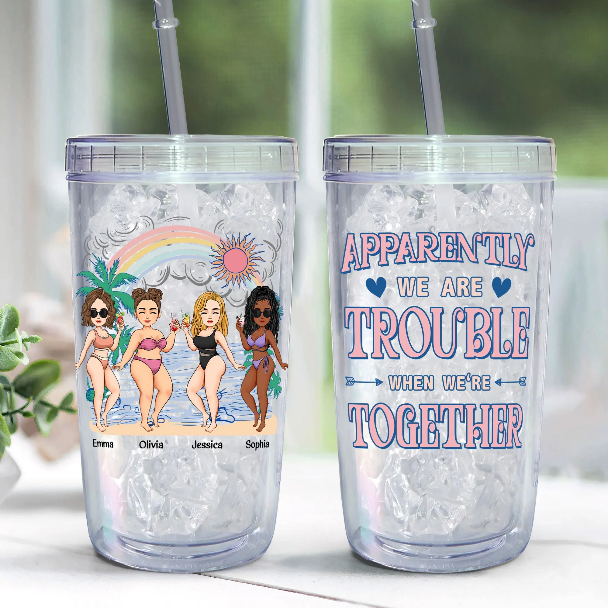 When We're Together - Personalized Acrylic Tumbler With Straw - Image 3