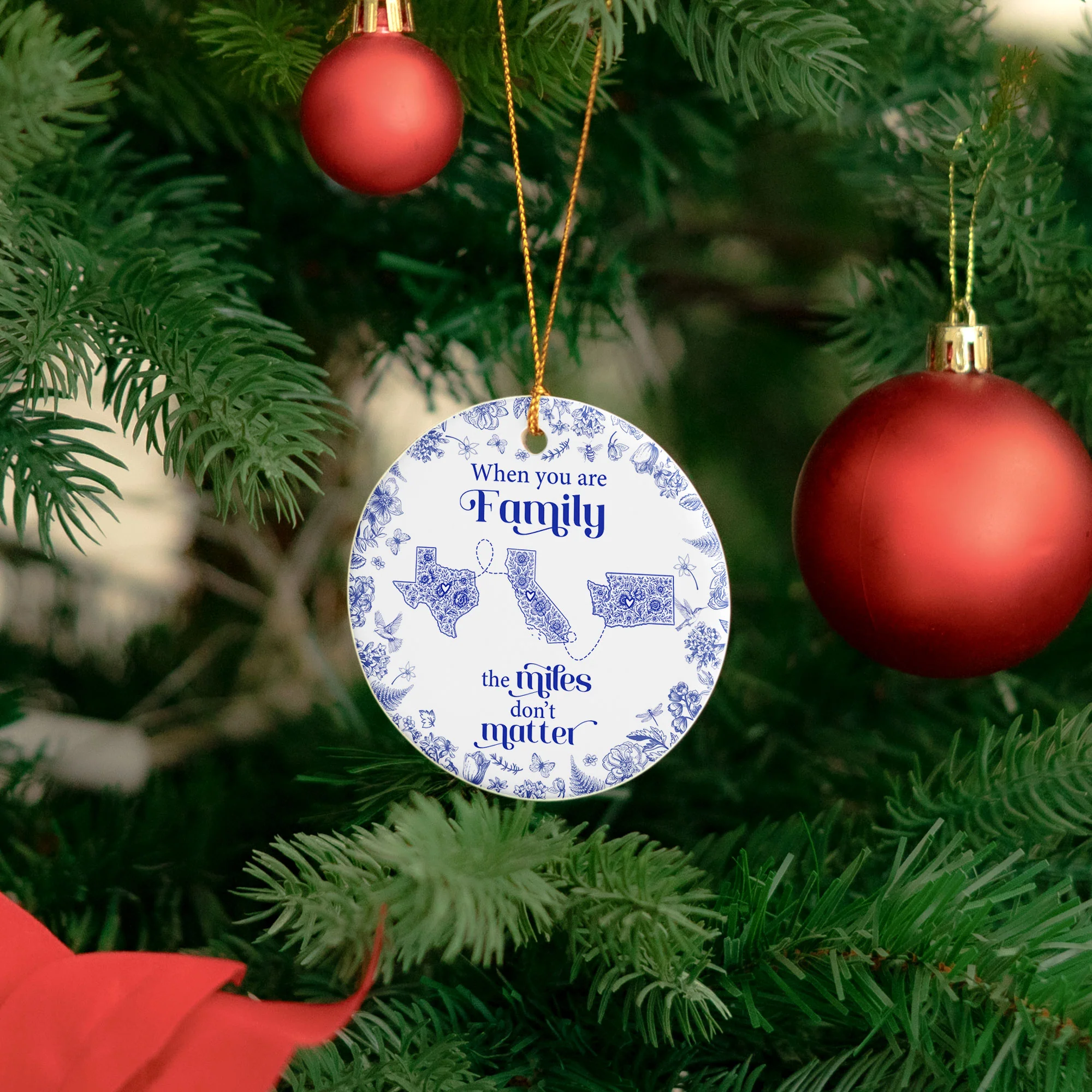 When You Are Family, Siblings The Miles Don't Matter - Personalized Ceramic Ornament - Image 5