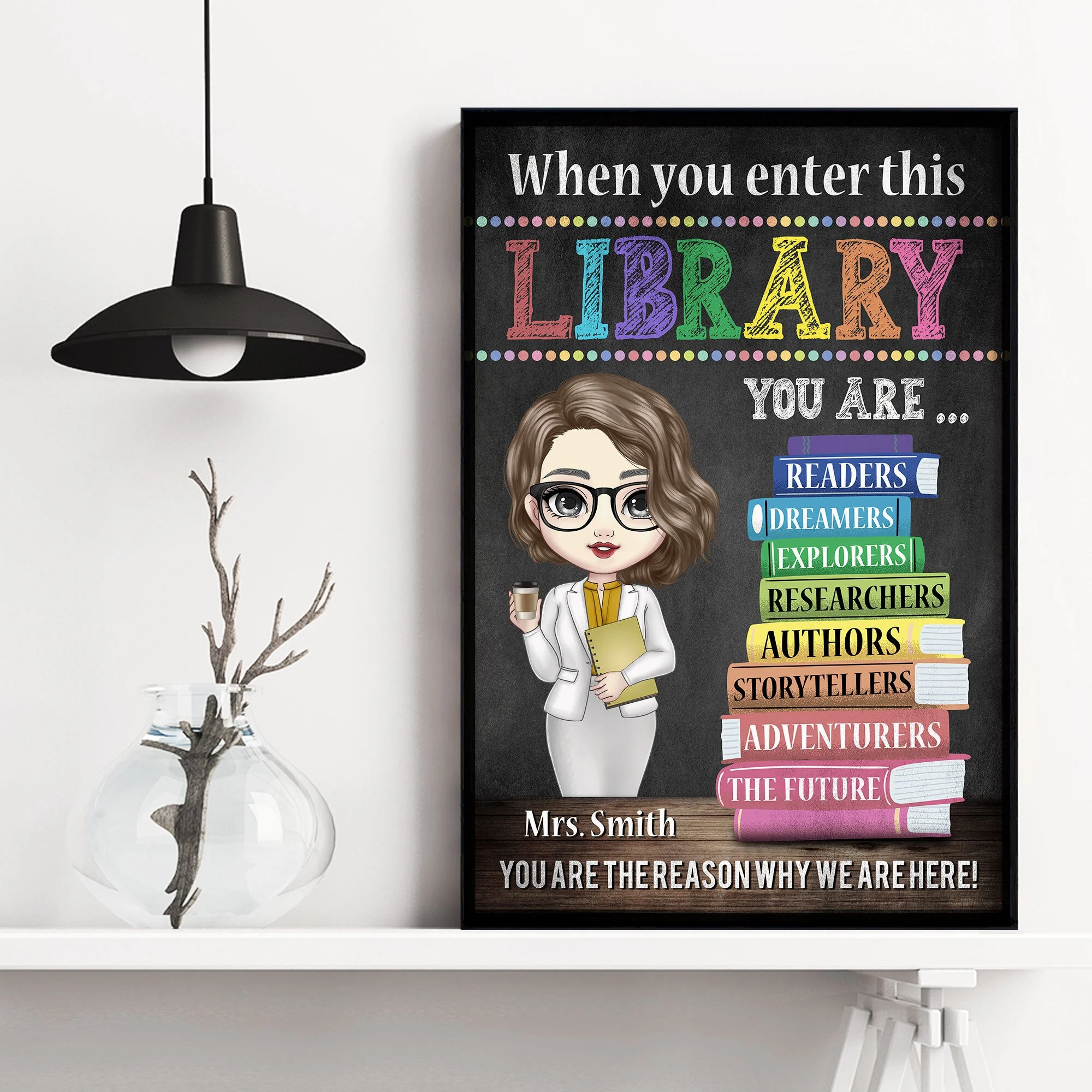 When You Enter This Library - Personalized Poster/Wrapped Canvas - Back To School Gift For Teacher, Librarian, Library Rules Sign, Classroom Decor - Image 3