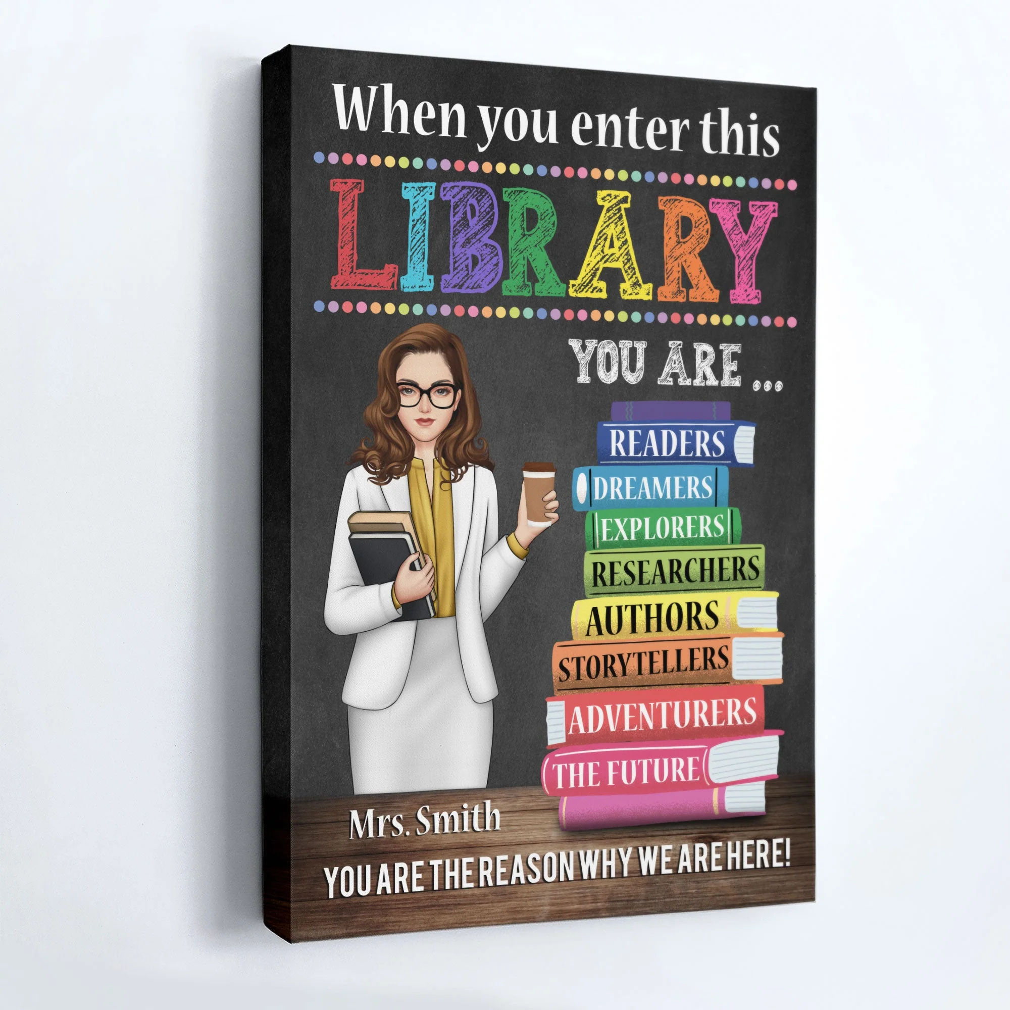When You Enter This Library - Personalized Poster/Wrapped Canvas - Back To School Gift For Teacher, Librarian, Library Rules Sign, Classroom Decor - Image 6