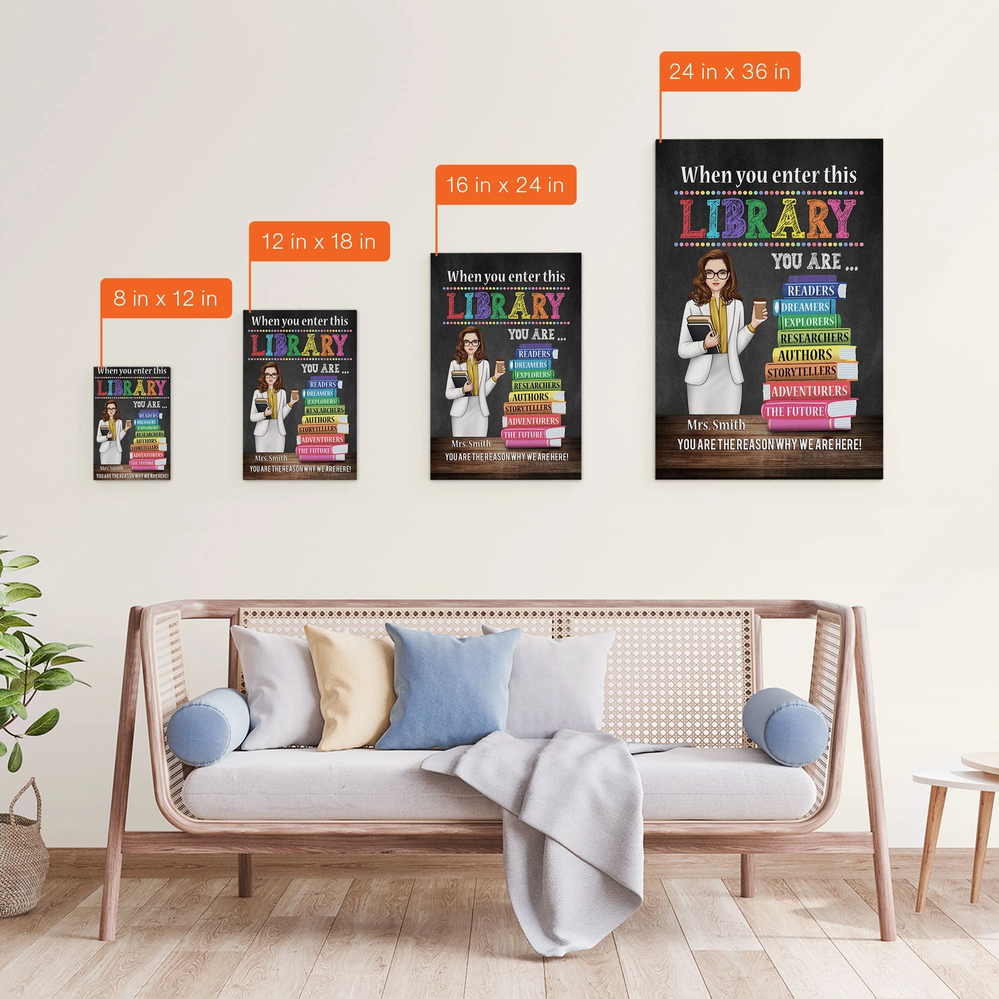 When You Enter This Library - Personalized Poster/Wrapped Canvas - Back To School Gift For Teacher, Librarian, Library Rules Sign, Classroom Decor - Image 9
