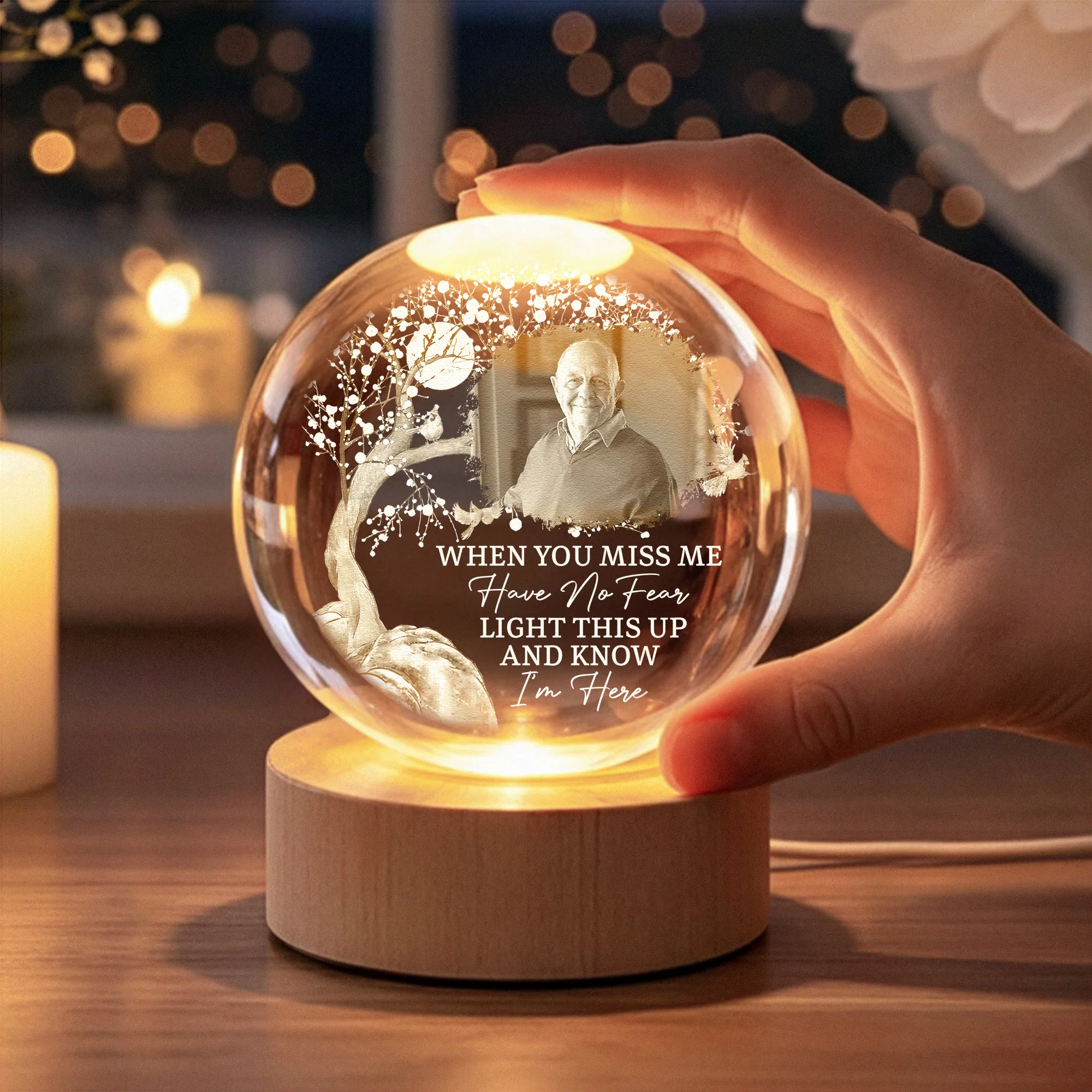 When You Miss Me Have No Fear Light This Up And Know I'm Here - Personalized Night Light - Image 5