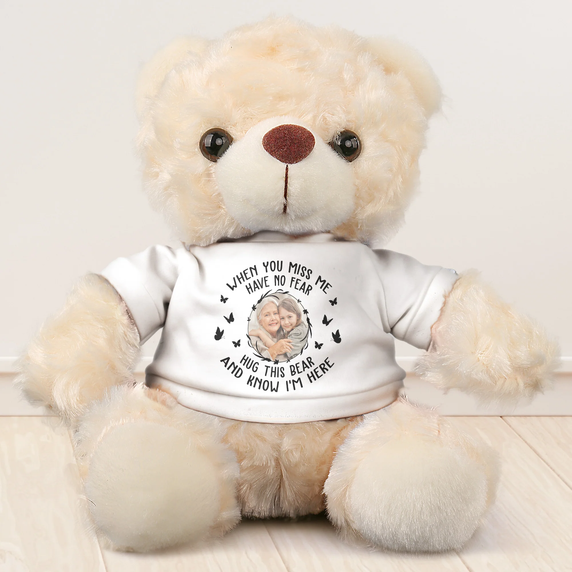 When You Miss Me Hug This Bear - Teddy Bear With Personalized Photo Shirt - Image 2