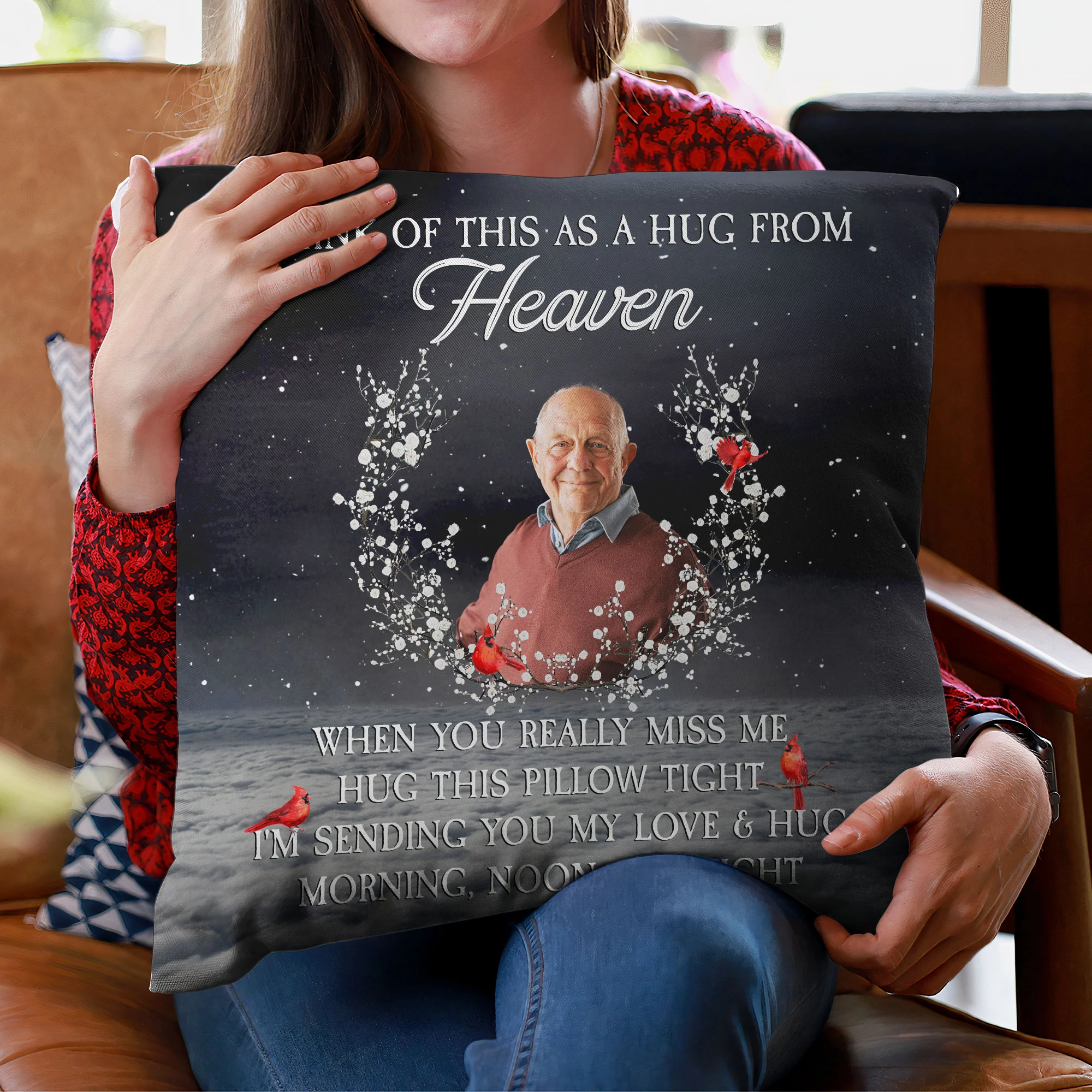 When You Miss Me Hug This Pillow - Personalized Photo Pillow (Insert Included) - Image 5