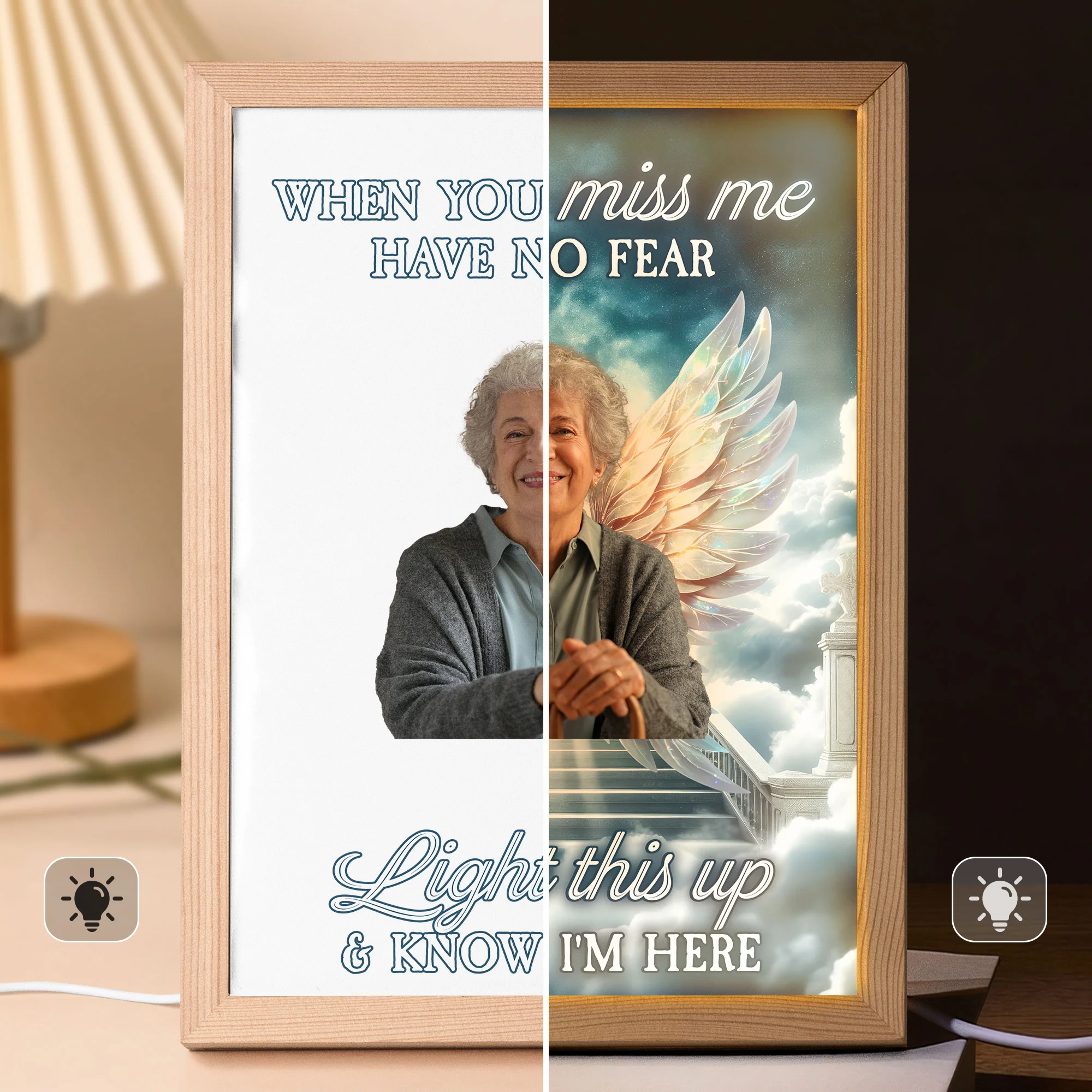 When You Miss Me Light This Up - Personalized Photo Light Up Picture Frame - Image 6