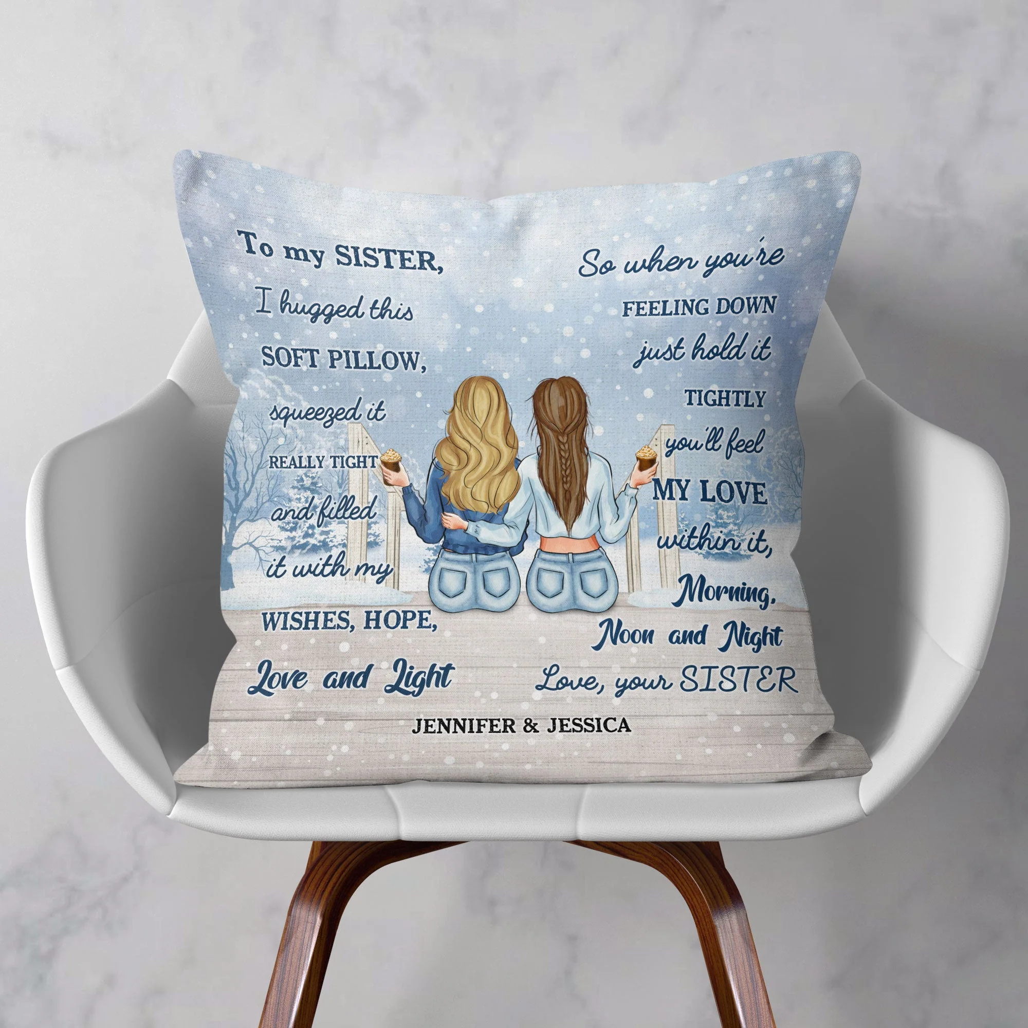 When You're Feeling Down Just Hold It Tightly - Personalized Pillow (Insert Included) - Christmas, New Year Gift For Sisters, Sistas, Besties, Soul Sisters - Image 3