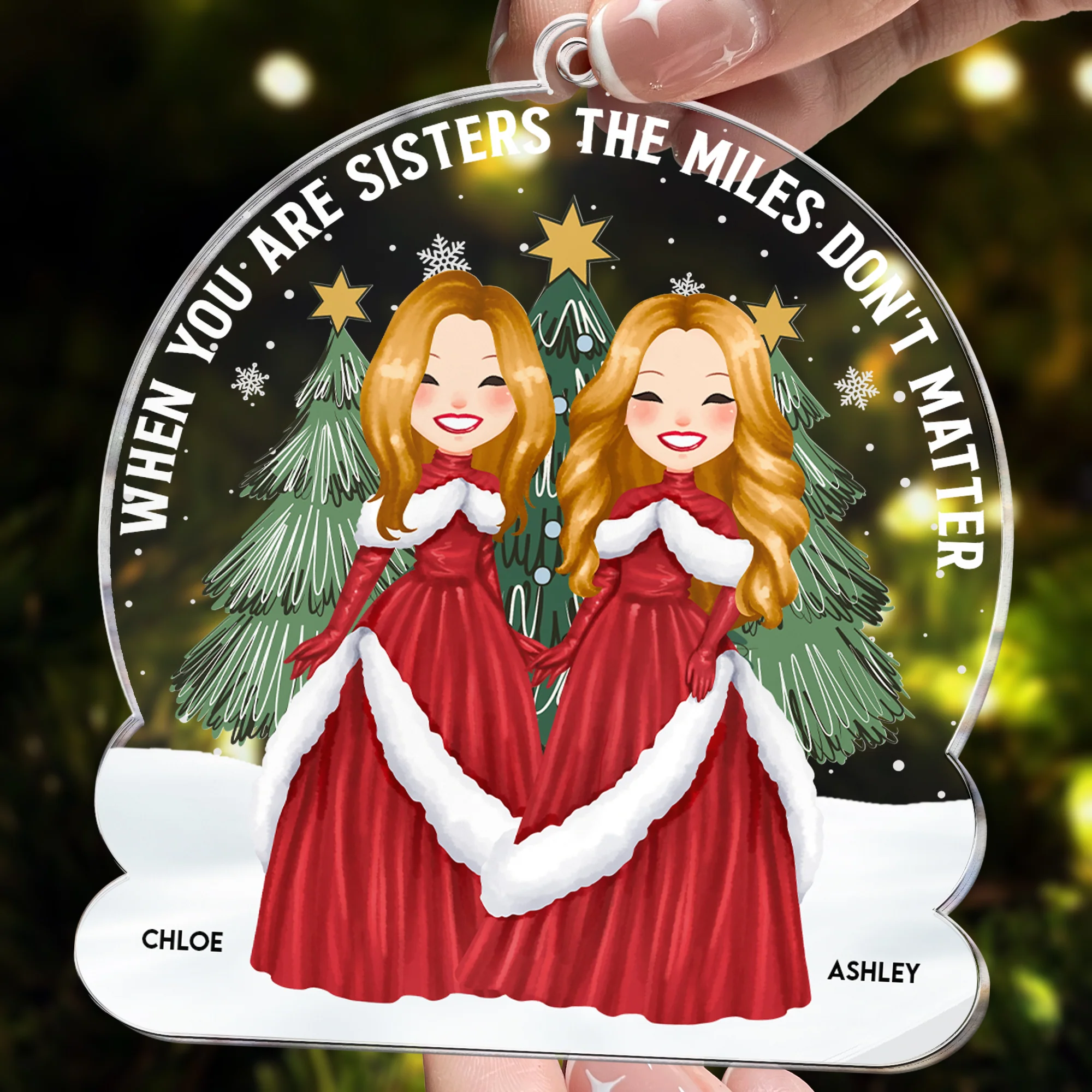 When You're Sisters - Personalized Acrylic Ornament - Image 2