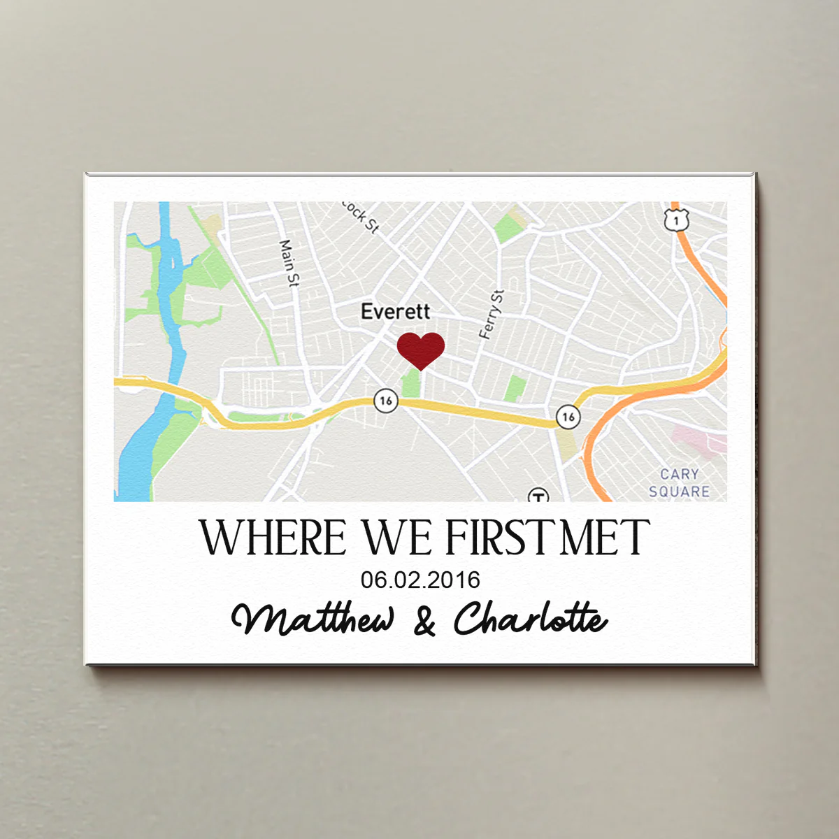 Where We First Met Anniversary Gifts Custom Location Map & Name - Personalized Magnet - Image 3