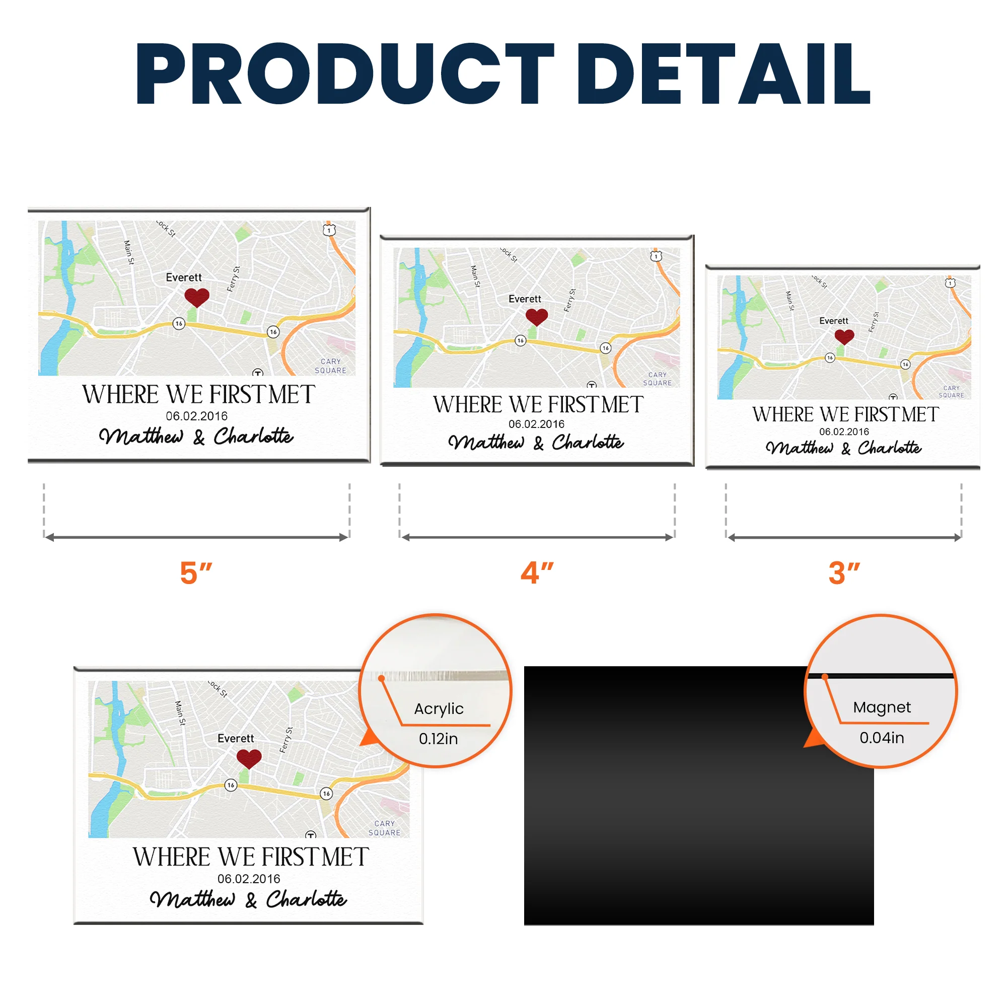 Where We First Met Anniversary Gifts Custom Location Map & Name - Personalized Magnet - Image 5