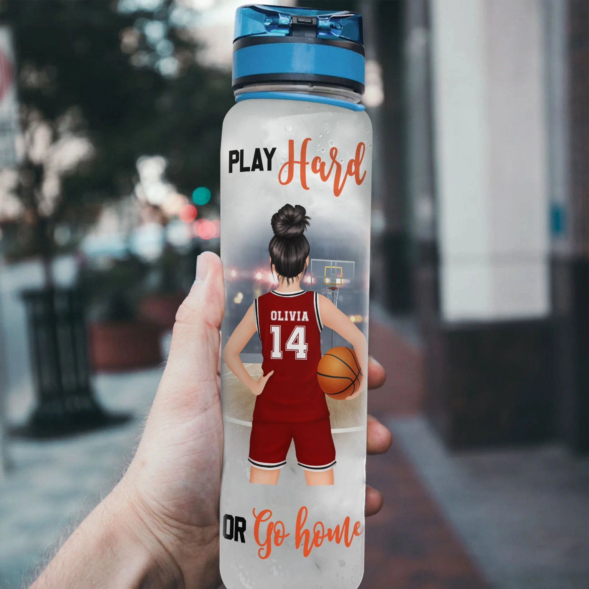 Who Loves Basketball - Personalized Water Bottle With Time Marker - Image 3
