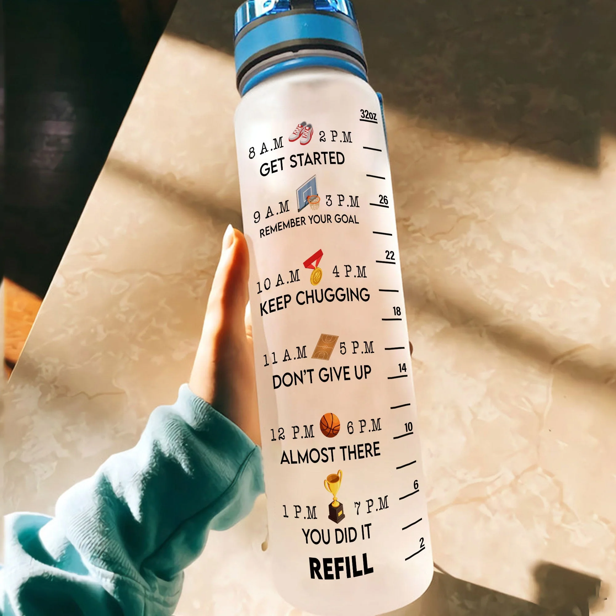 Who Loves Basketball - Personalized Water Bottle With Time Marker - Image 4