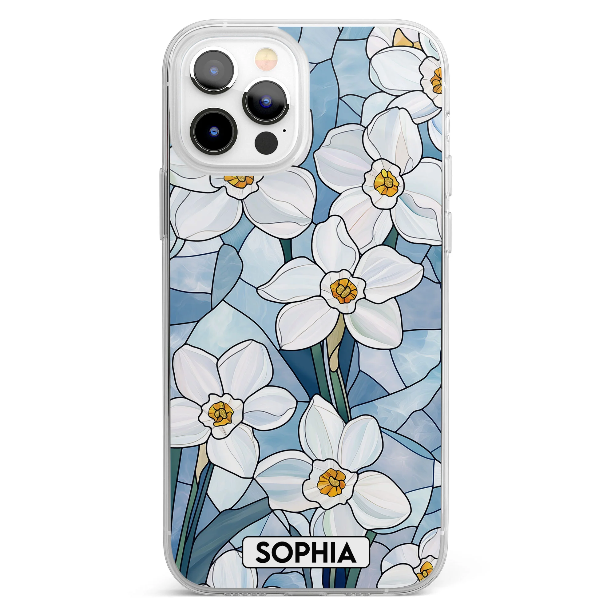 Wildflower Stained Glass Effect - Personalized Clear Phone Case - Image 6