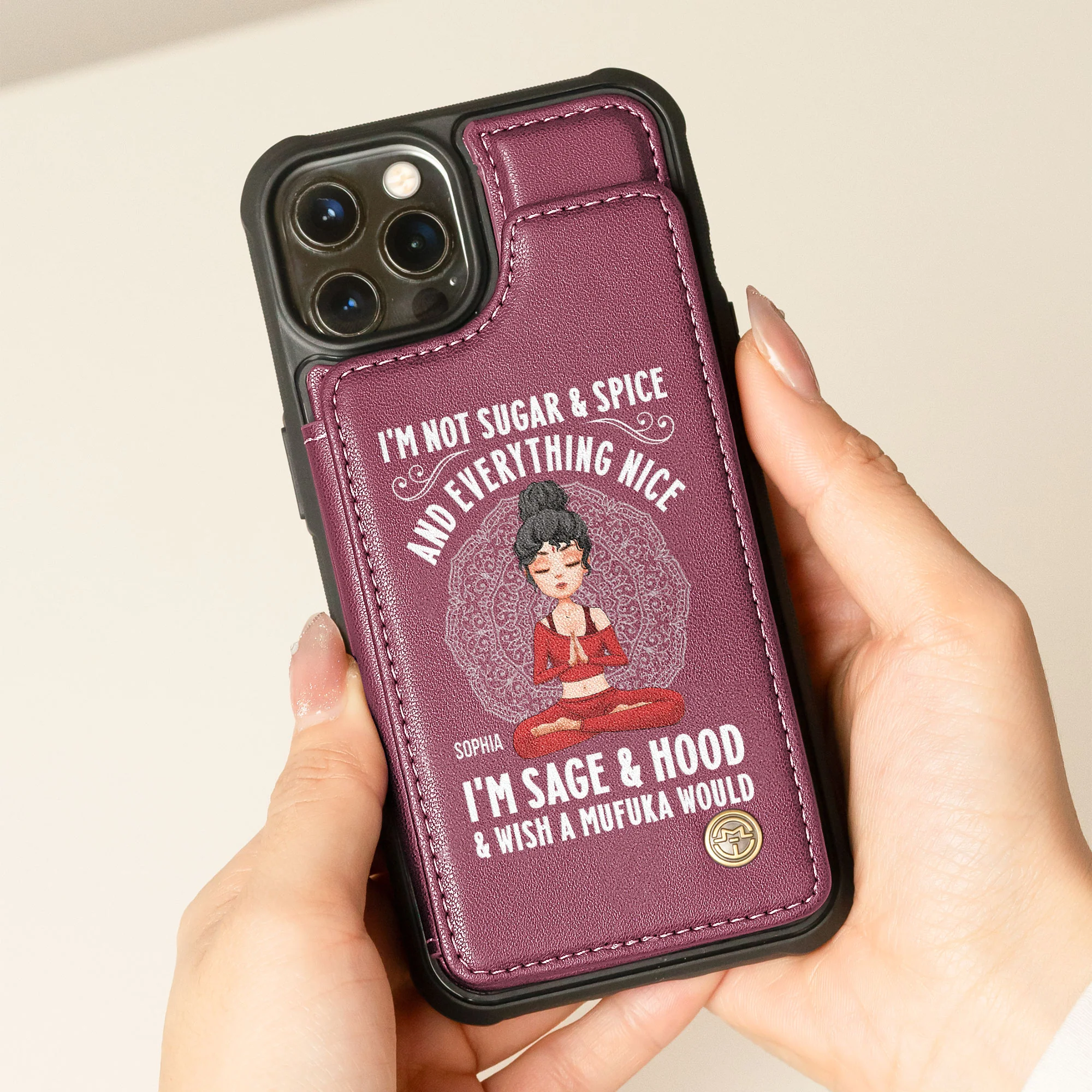 Wish A Mufuka Would - Personalized Leather Flip Wallet Phone Case - Image 3