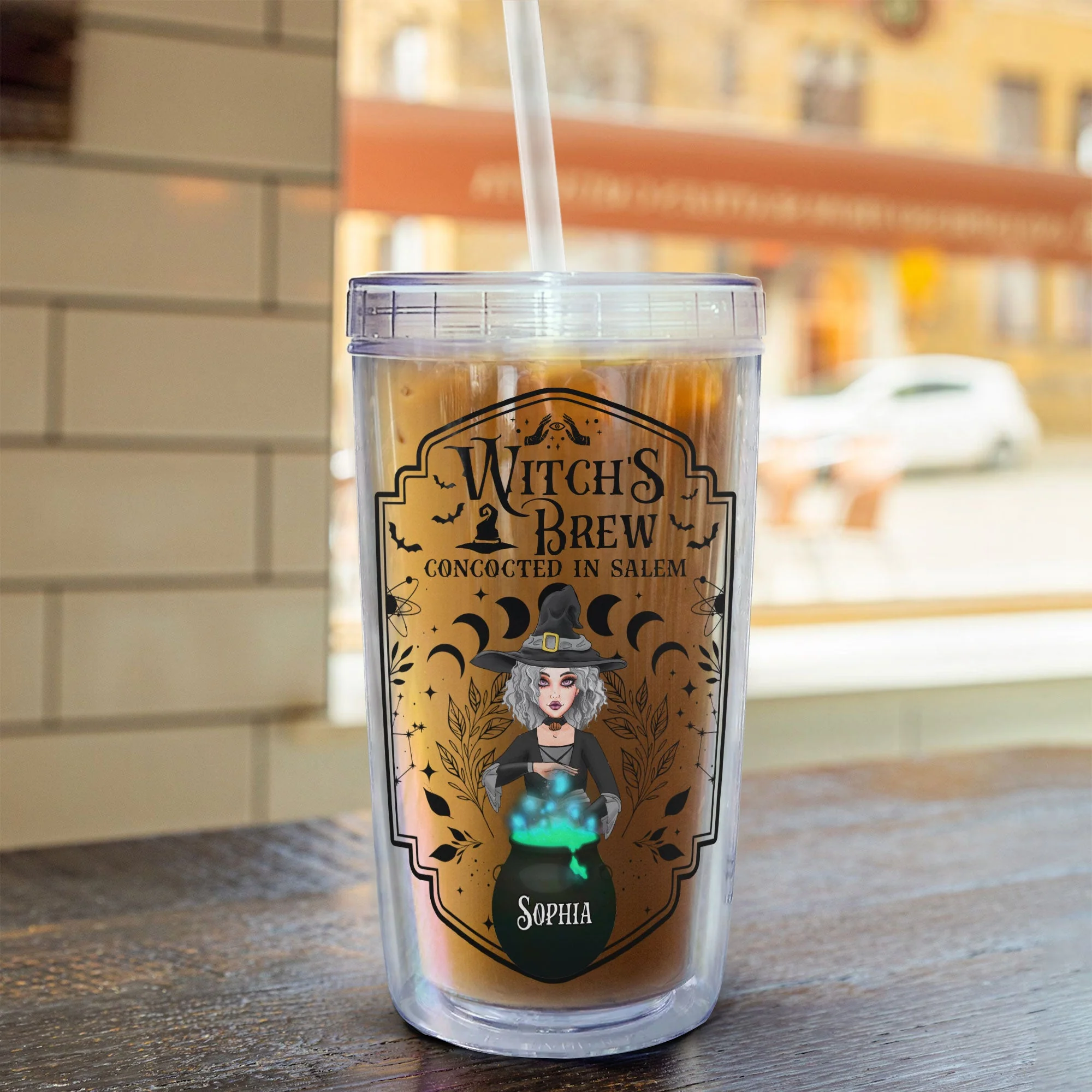 Witch Brew Concocted In Salem - Personalized Acrylic Tumbler With Straw - Image 5
