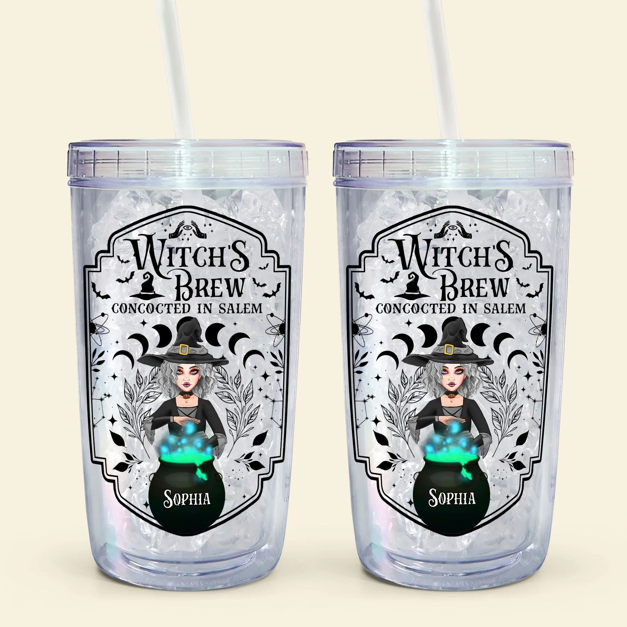 Witch Brew Concocted In Salem - Personalized Acrylic Tumbler With Straw - Image 6