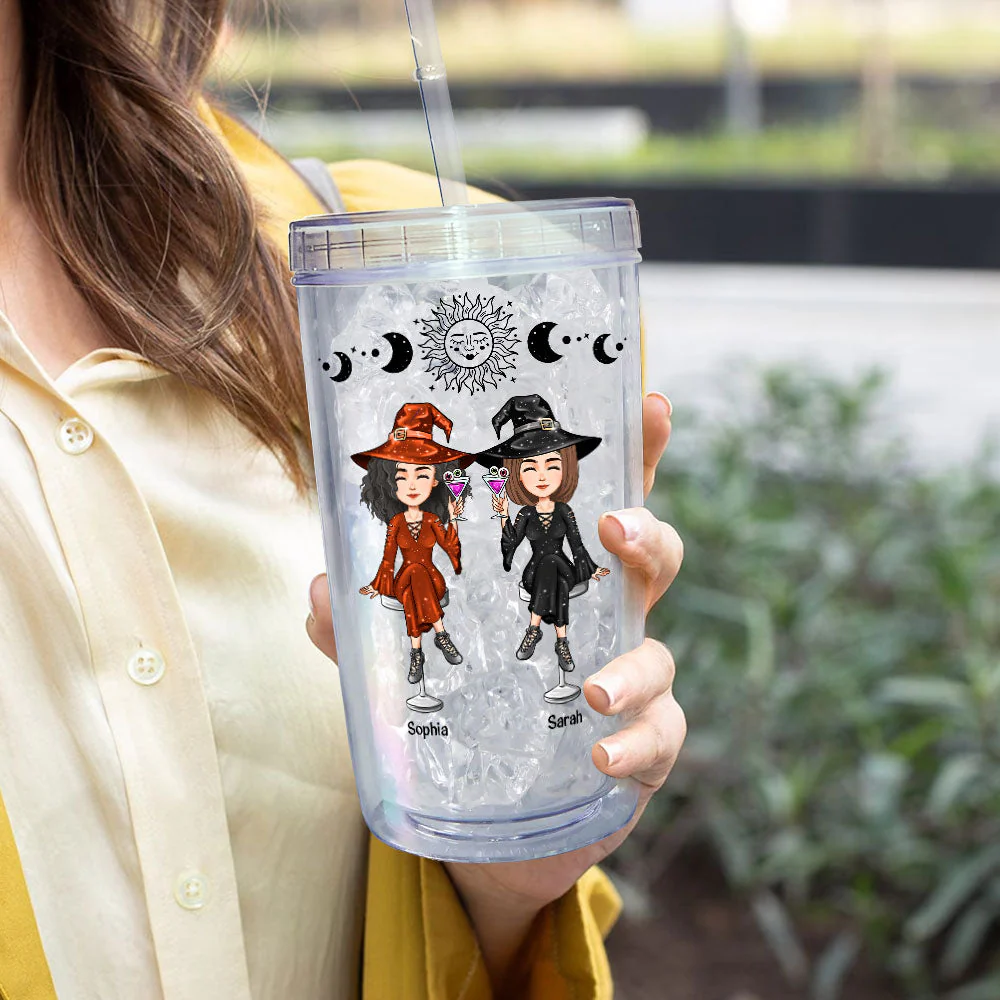Witch Friends - Personalized Acrylic Tumbler With Straw - Image 5