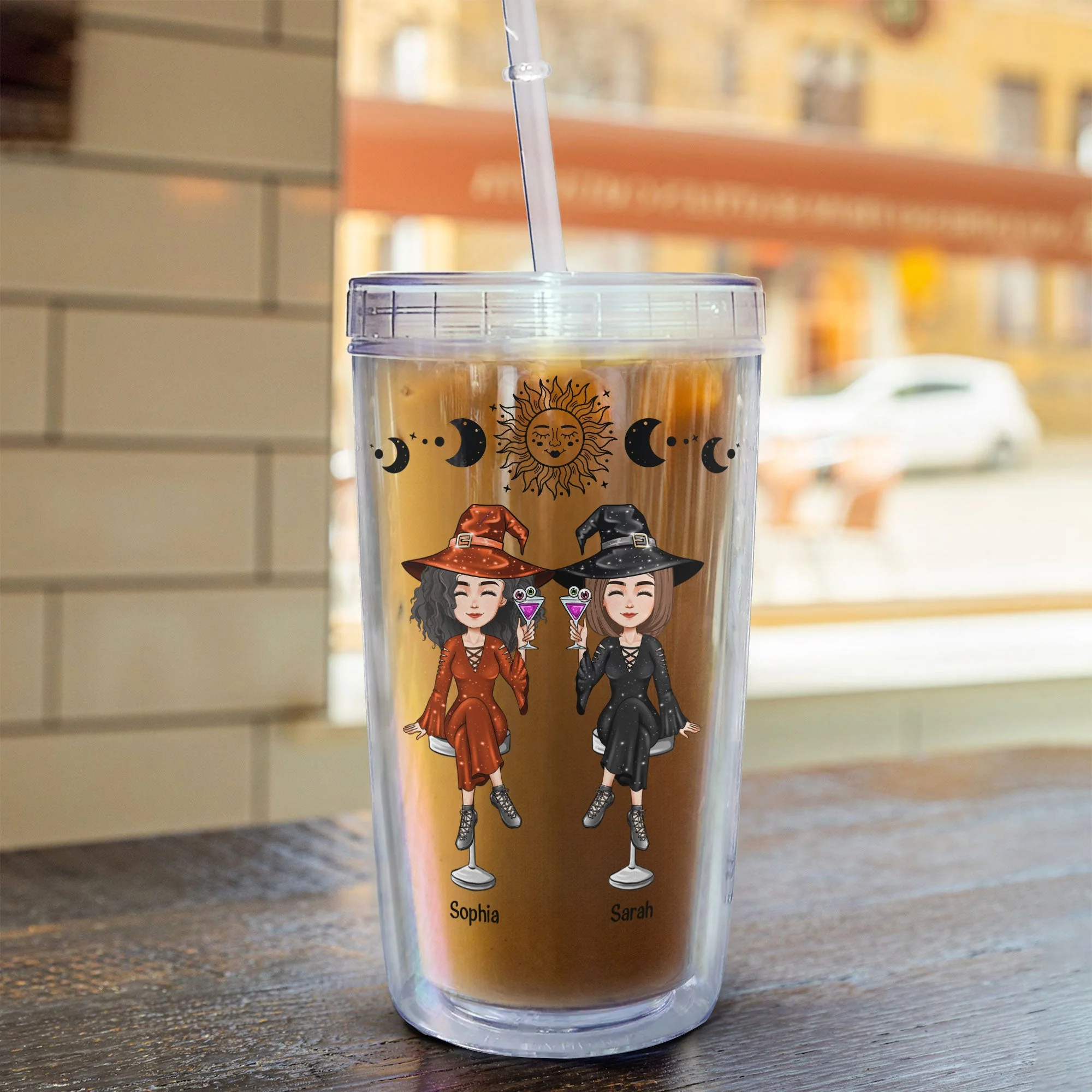 Witch Friends - Personalized Acrylic Tumbler With Straw - Image 6