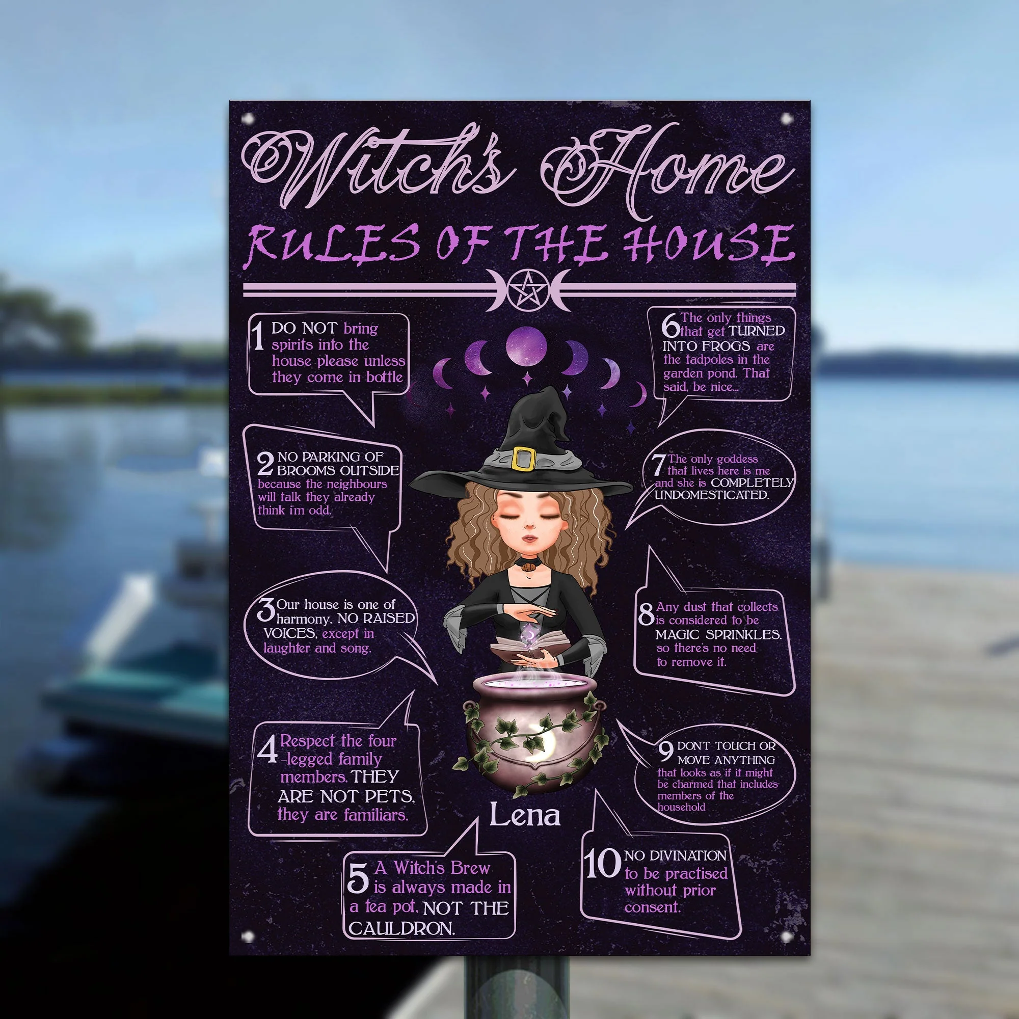 Witch's Home Rules Of The House - Personalized Metal Sign - Grimoire - Image 2