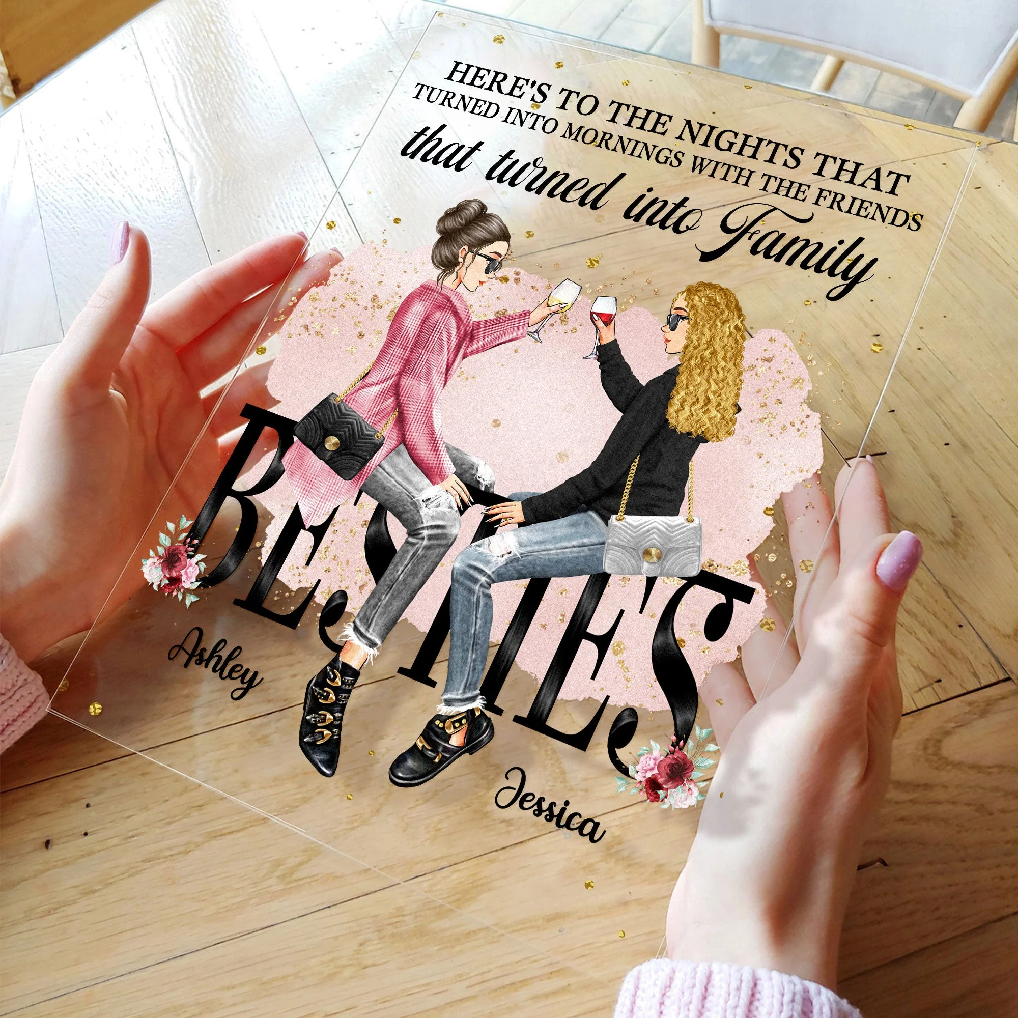 With The Friends That Turned Into Family - Personalized Acrylic Plaque - Image 3
