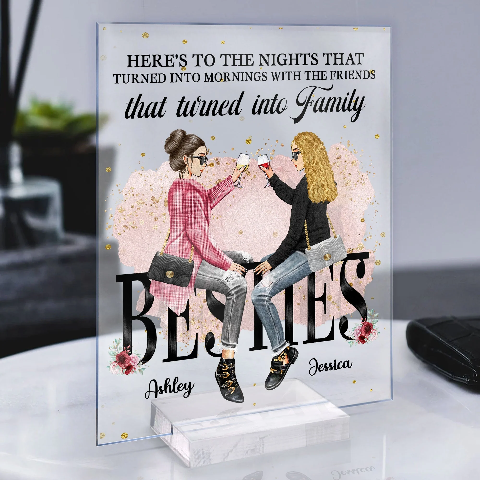 With The Friends That Turned Into Family - Personalized Acrylic Plaque - Image 4