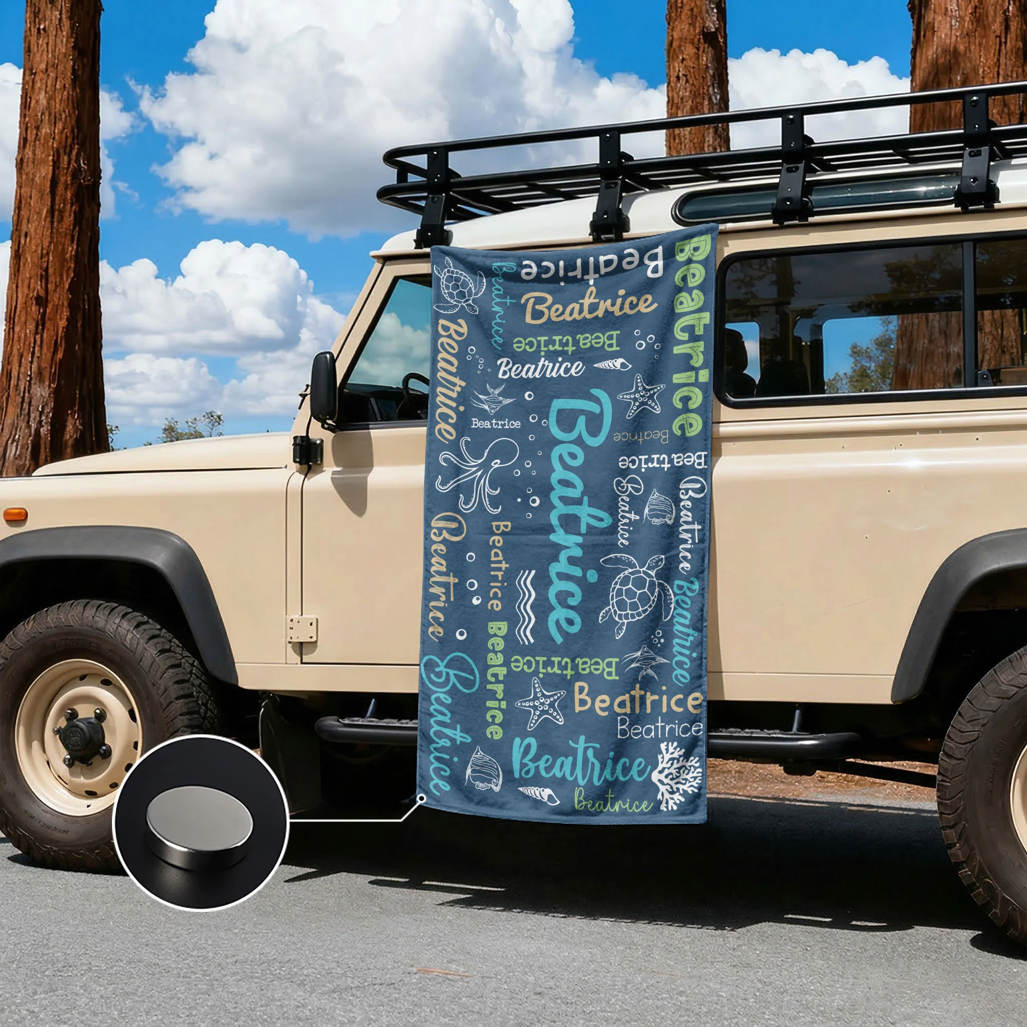 Word Art Names For Summer - Personalized Beach Towel - Image 3