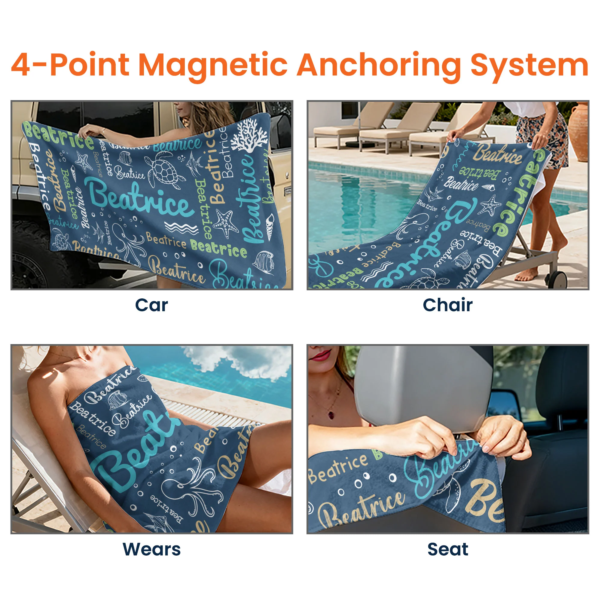 Word Art Names For Summer - Personalized Beach Towel - Image 5