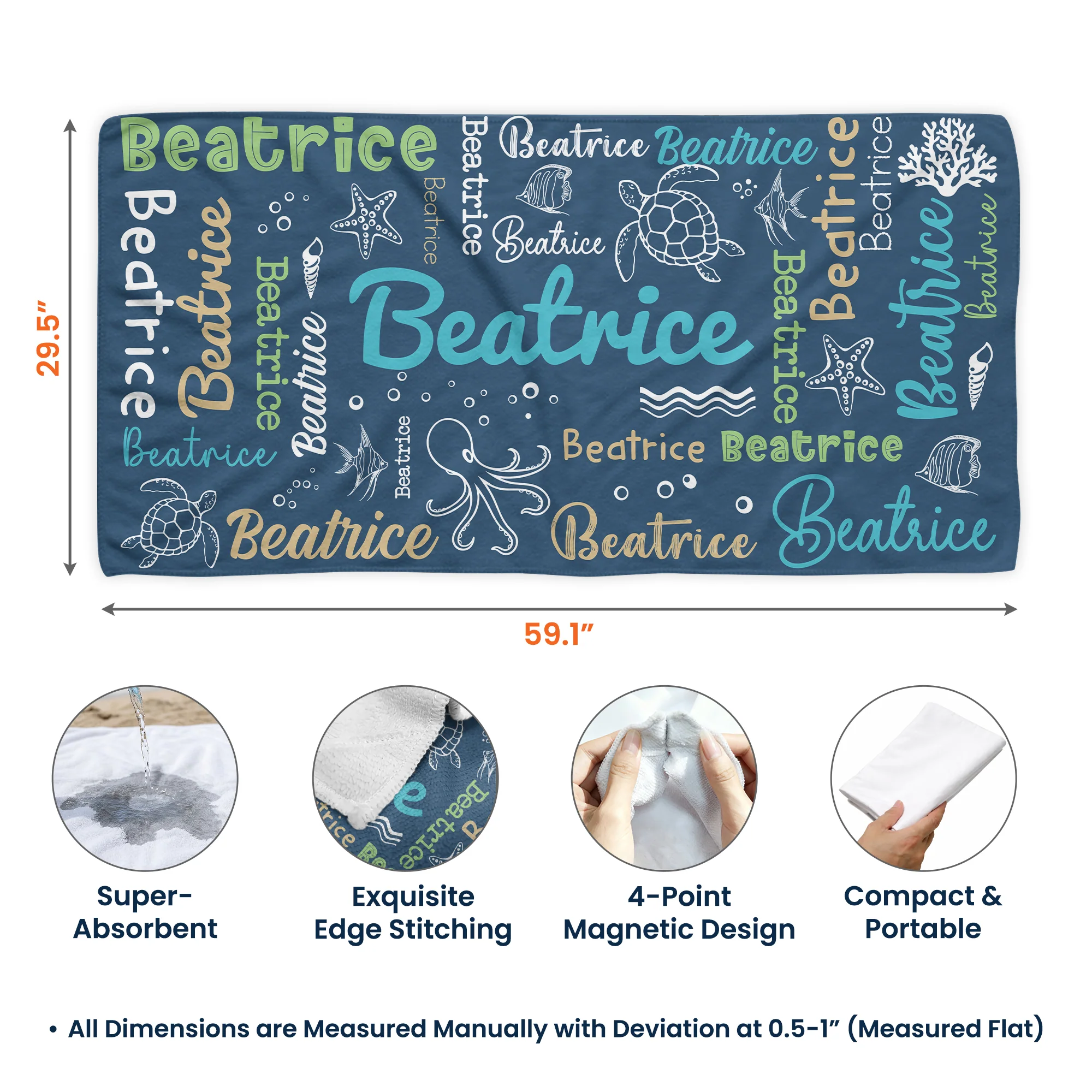 Word Art Names For Summer - Personalized Beach Towel - Image 6