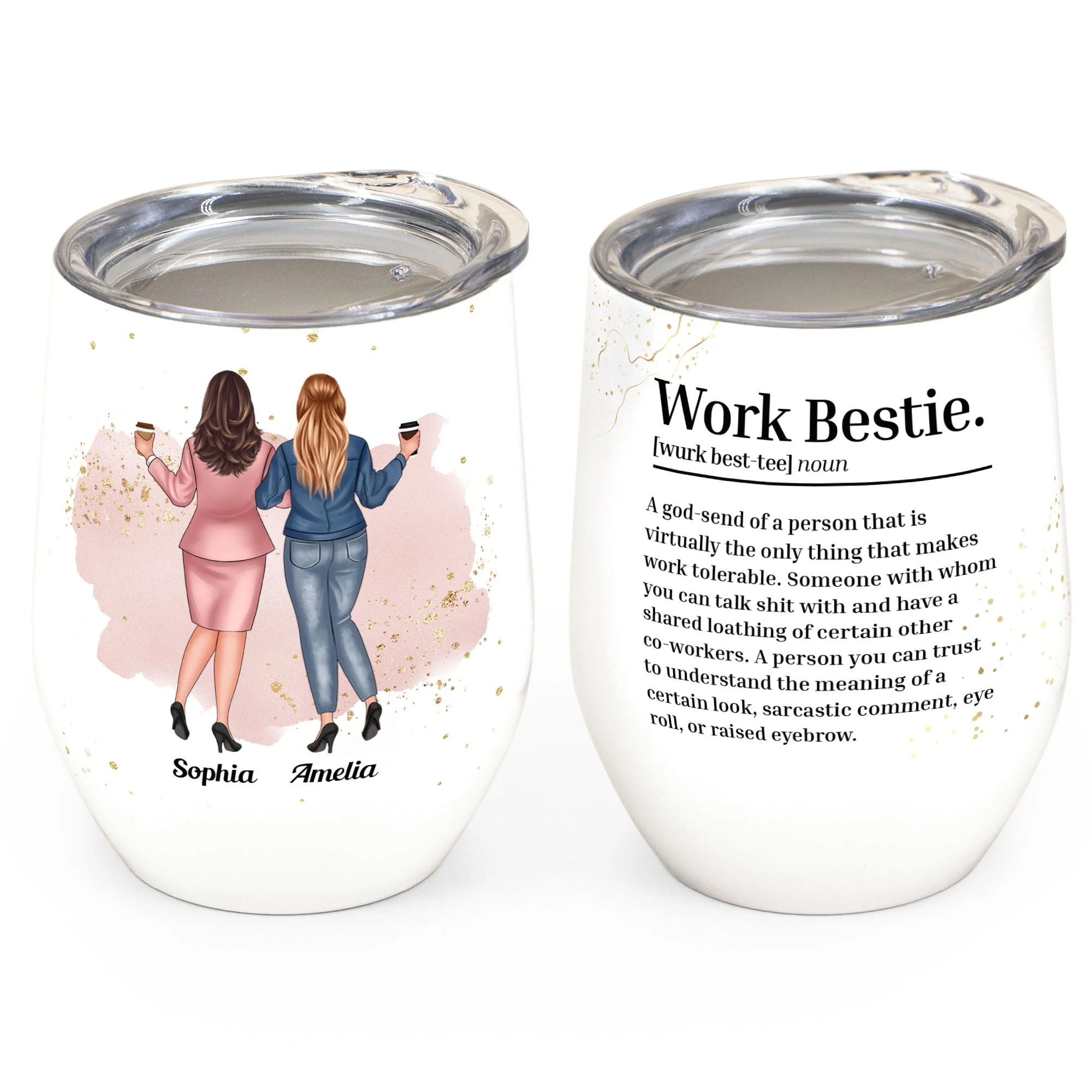 Work Bestie Definition - Personalized Wine Tumbler - Birthday Gift Leaving Gift For Work Besties, Colleagues, Best Friends - Image 2