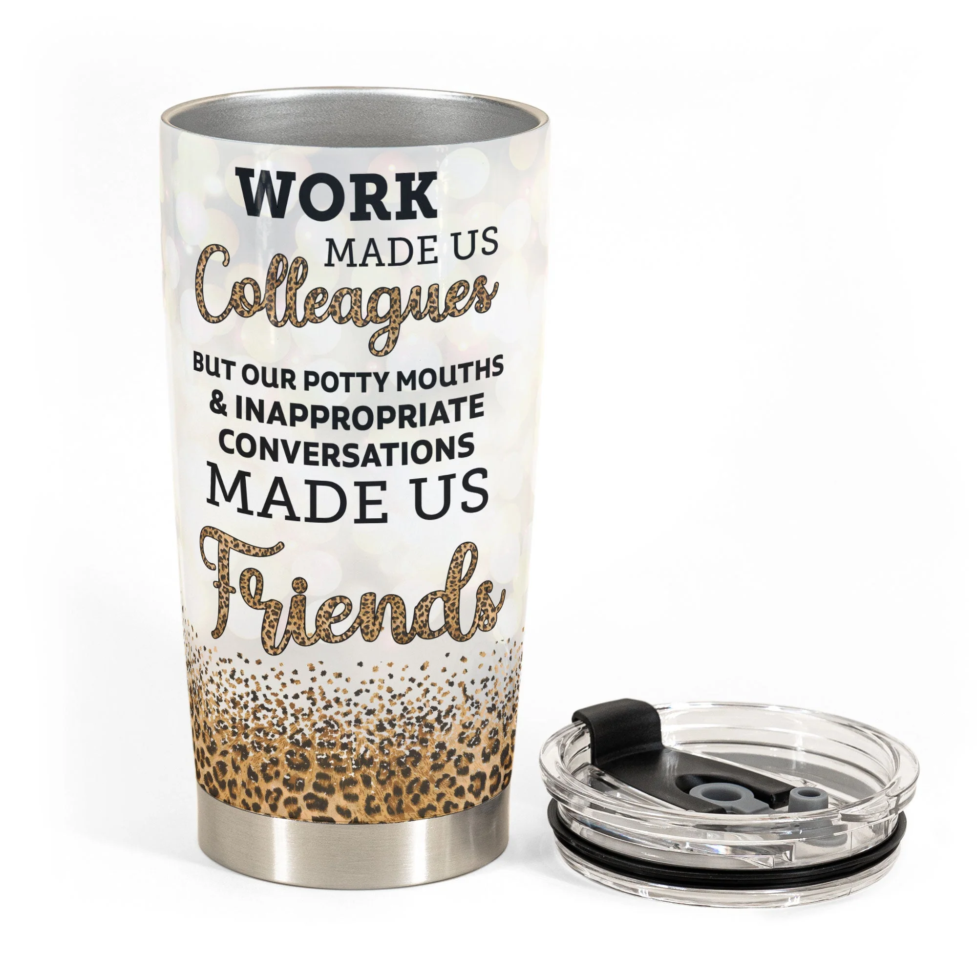 Work Made Us Colleagues Leopard Version  - Personalized Tumbler Cup - Birthday Gift For Work Besties, Colleagues, Bff, Besties, Best Friends - Fashion Girls - Image 3