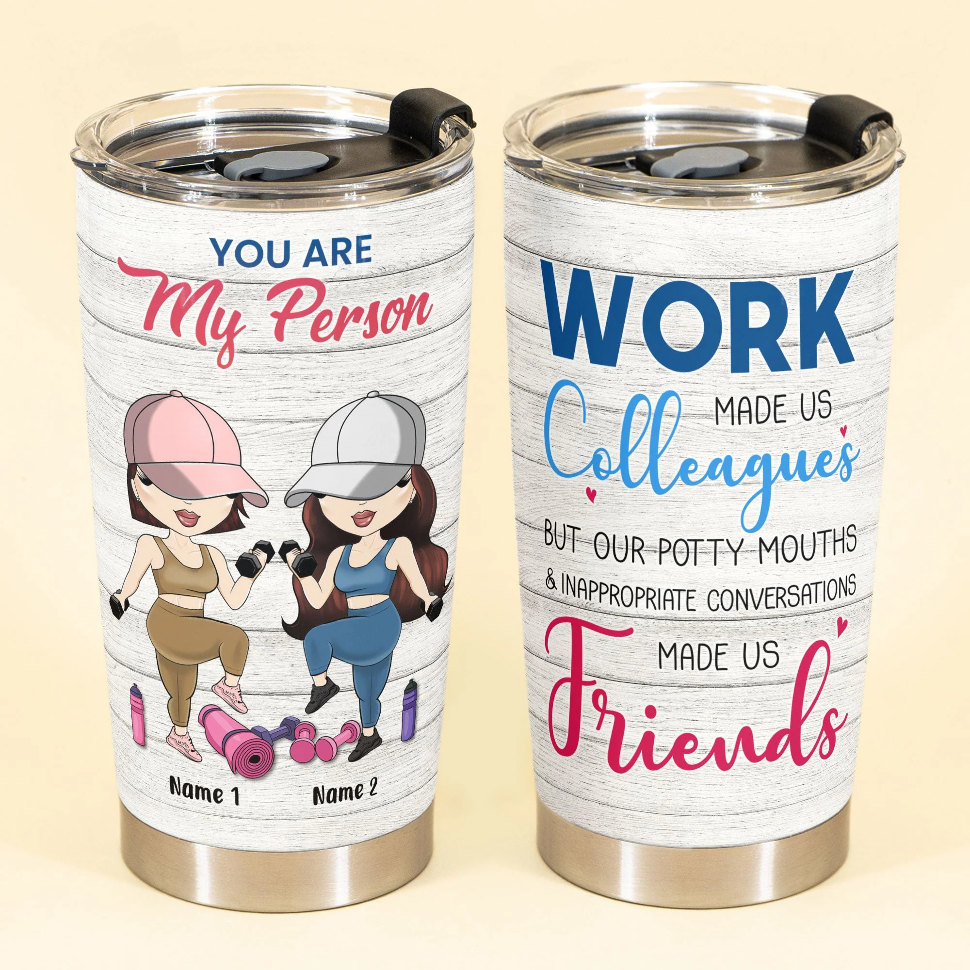 Work Made Us Colleagues - Personalized Tumbler Cup - Birthday Gift For Fitness Trainer - Cute Fitness Girl - Image 2