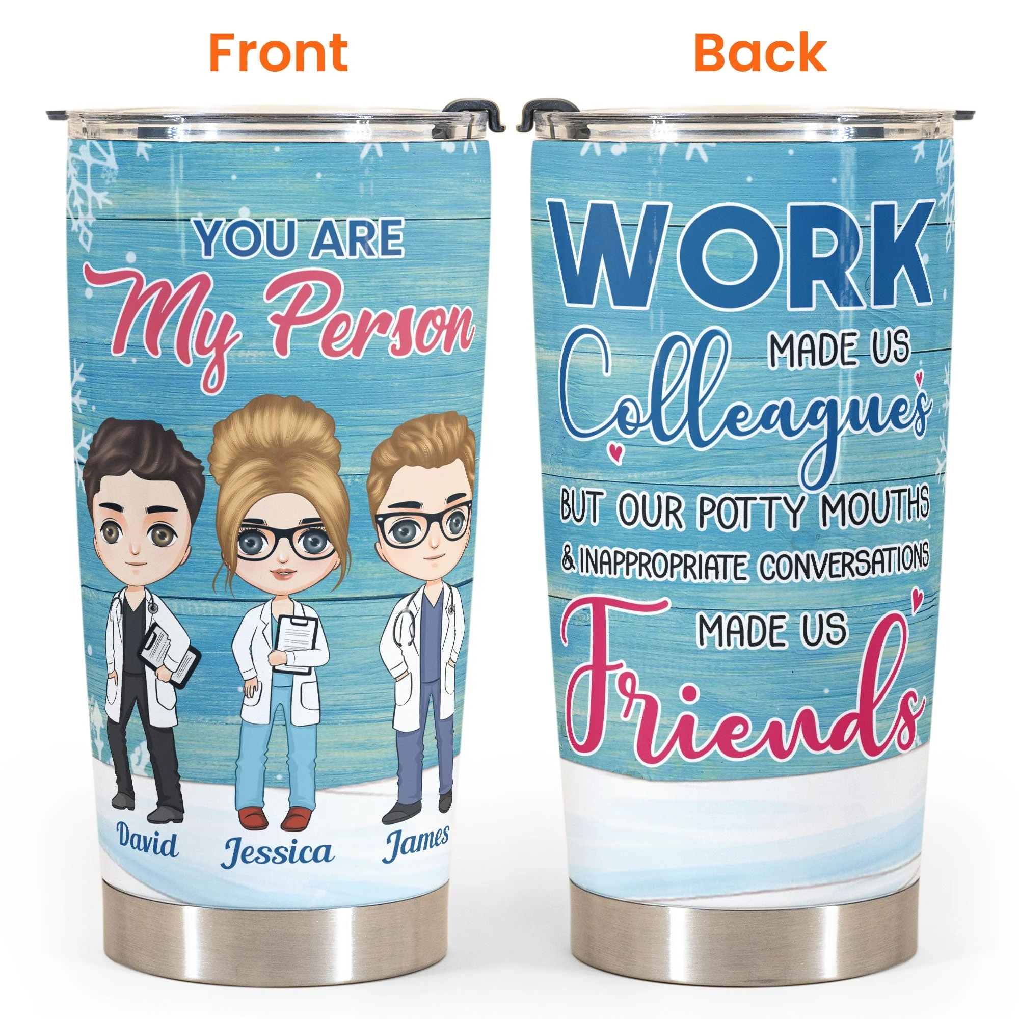 Work Made Us Colleagues - Personalized Tumbler Cup - Birthday Gift For Nursing Colleagues Ver 2 - Cute Chibi Nurse - Image 4