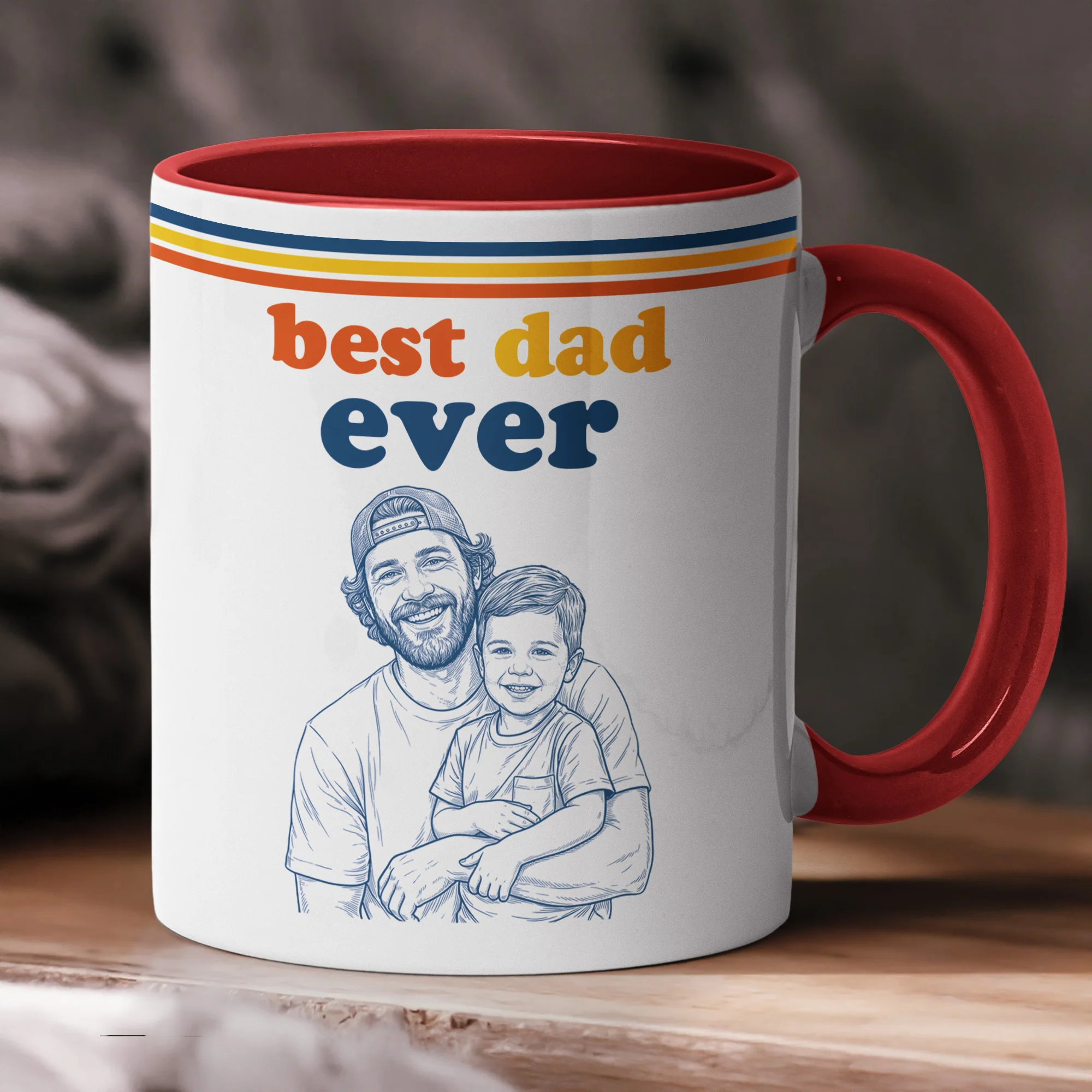 World's Best Dad Sketch Line Art Retro Mug Father's Day Gift For Dad, Husband - Personalized Mug - Image 2