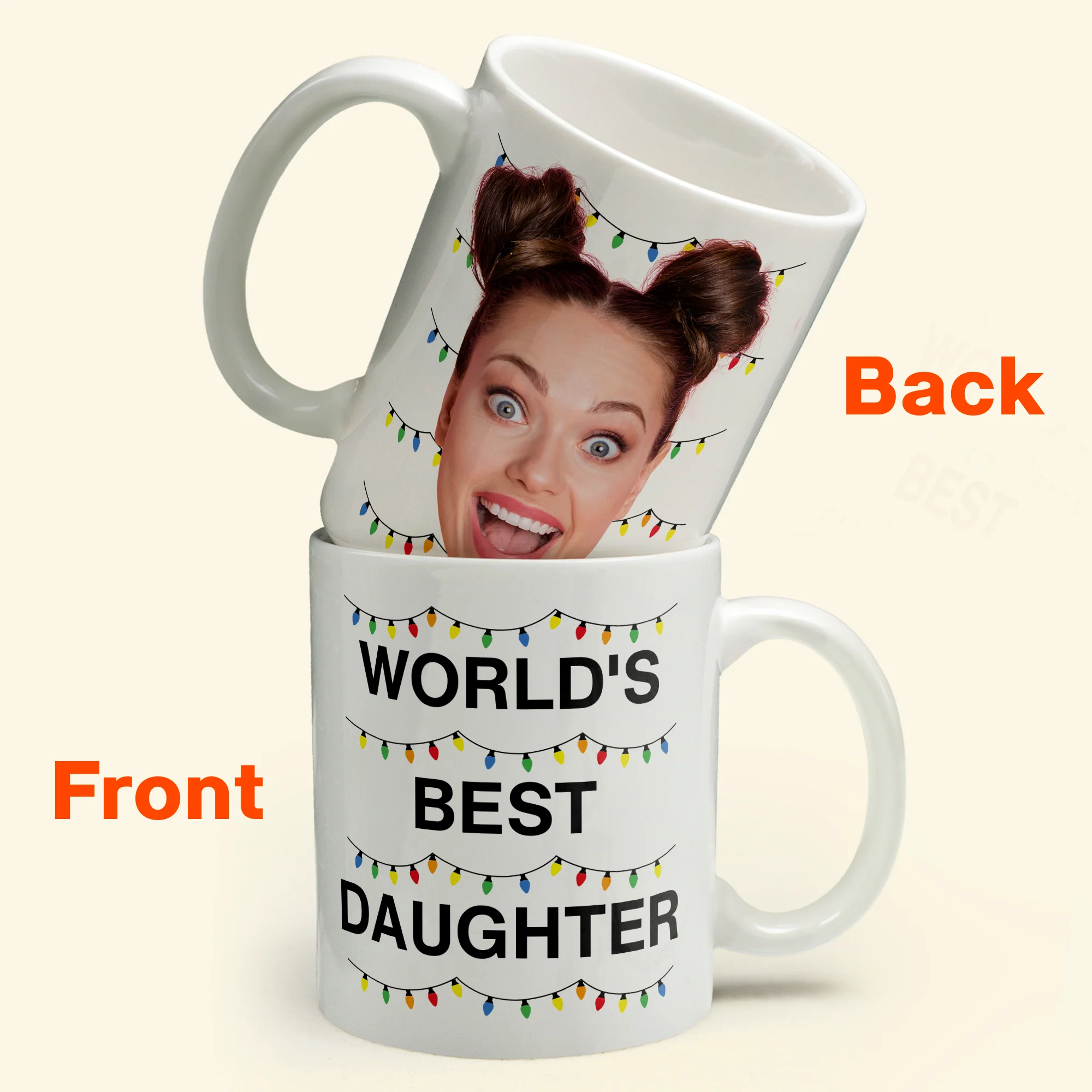 World's Best Daughter Funny Custom Face - Personalized Photo Mug - Image 2
