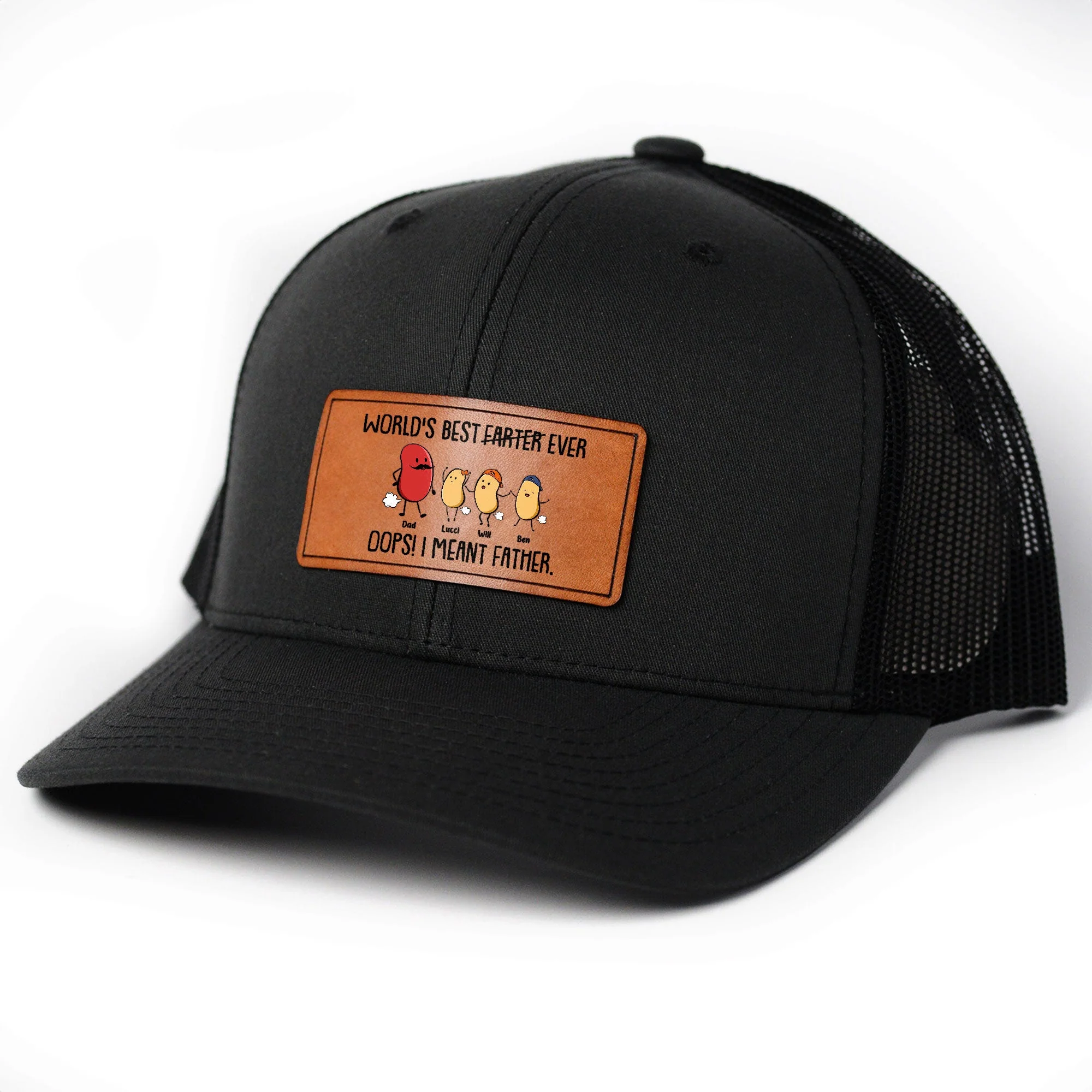 World's Best Farter Ever I Mean Father Funny - Personalized Leather Patch Hat - Image 4