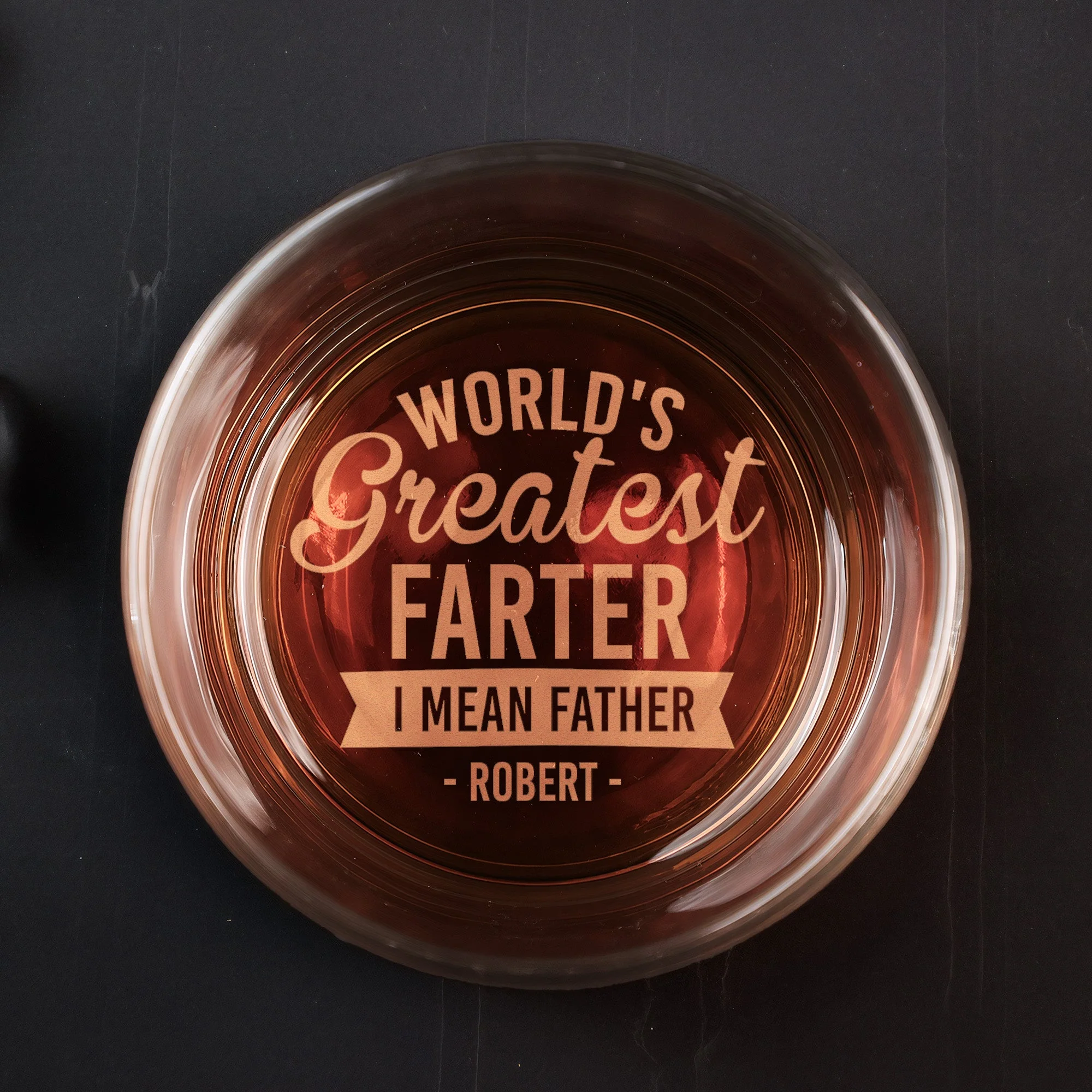 World's Best Farter I Mean Father - Personalized Engraved Whiskey Glass - Image 2