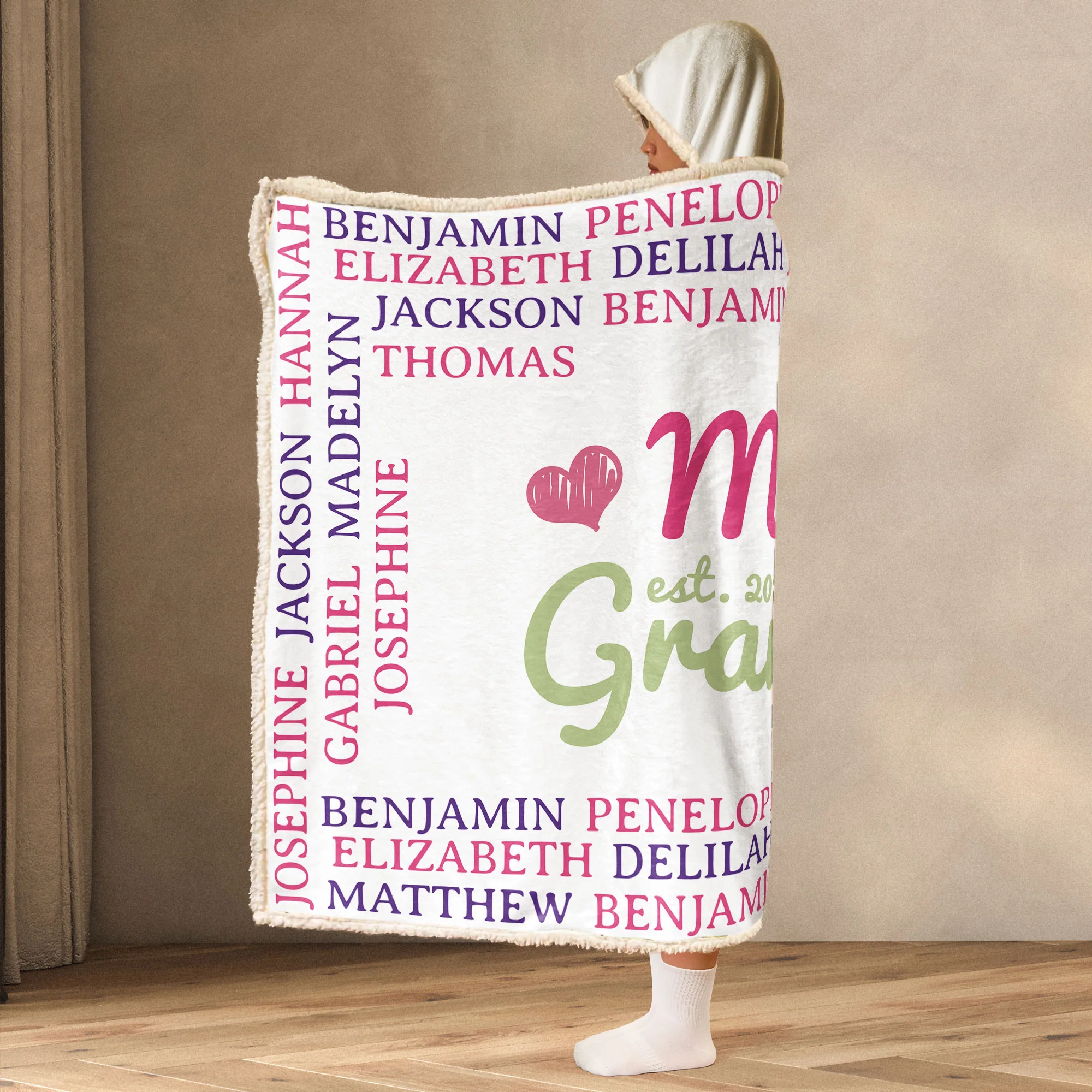 Wrapping Around Grandma - Personalized Wearable Blanket Hoodie - Image 3