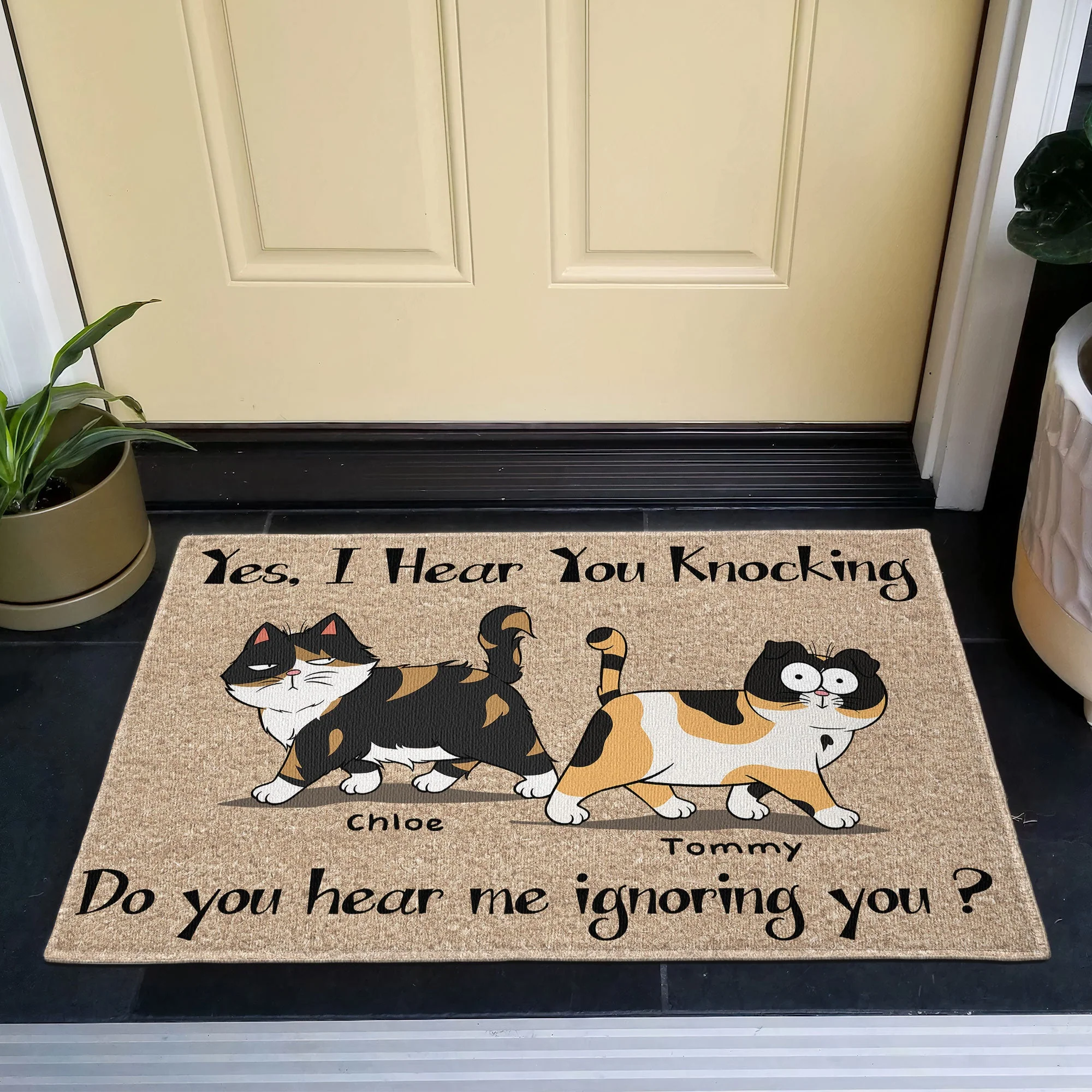 Yes I Hear You Knocking Do You Hear Me Ignoring You - Personalized Doormat - Image 3