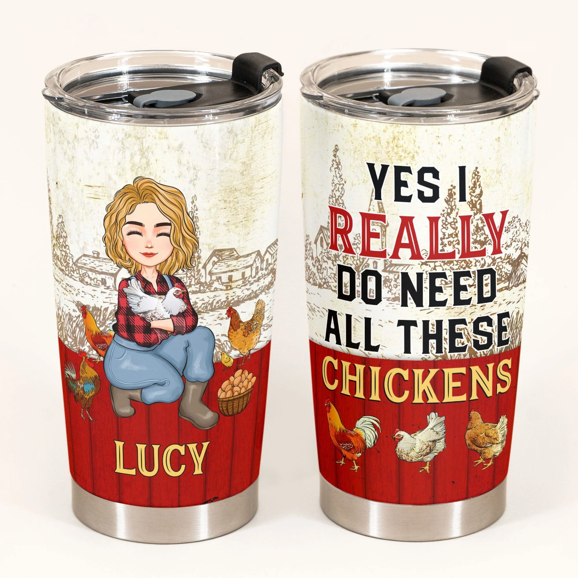 Yes I Really Do Need All These Chickens - Personalized Tumbler Cup - Birthday, Loving Gift For Farmer, Chicken Lovers - Image 2