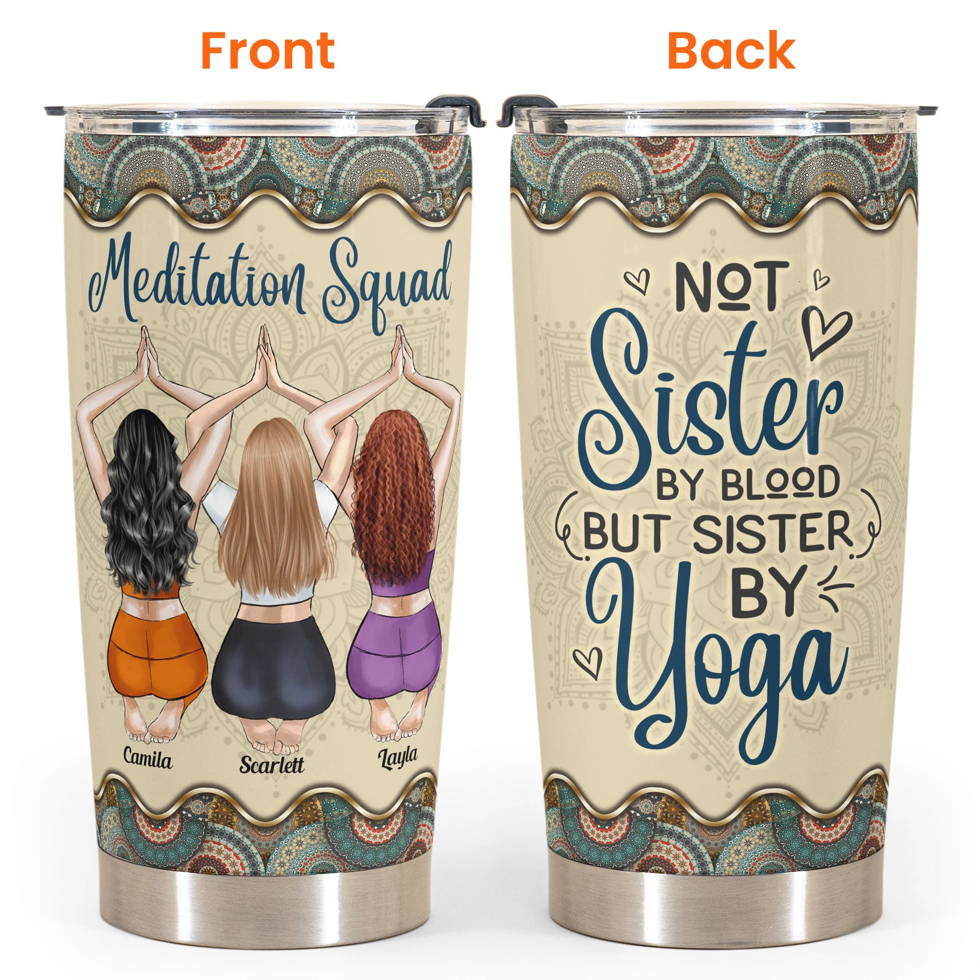Yoga Squad - Personalized Tumbler - Gift For Yoga Lover, Mom, Daughter, Yoga Instructor - Image 4