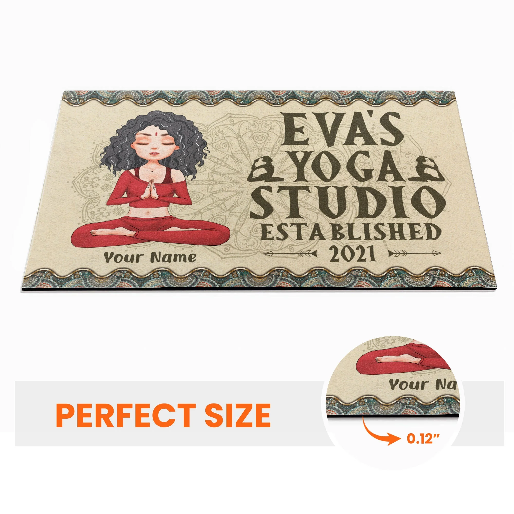 Yoga Studio - Personalized Doormat - Birthday Gift For Yoga Lover - Yoga Girl Illustration - Image 3