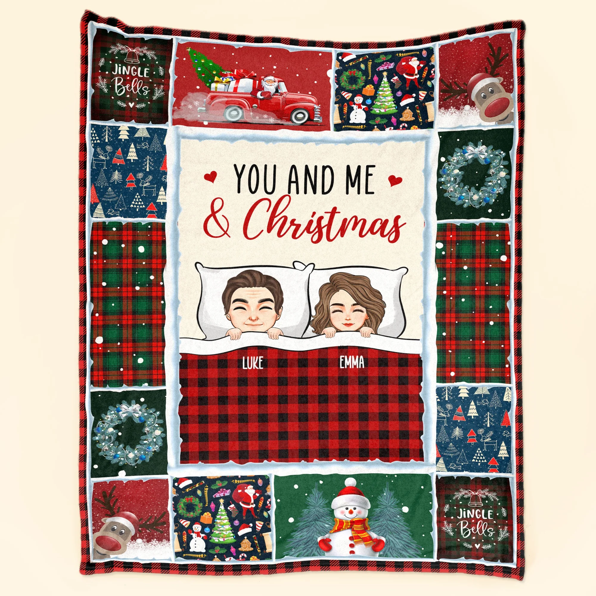 You And Me And Christmas - Personalized Blanket - Image 3