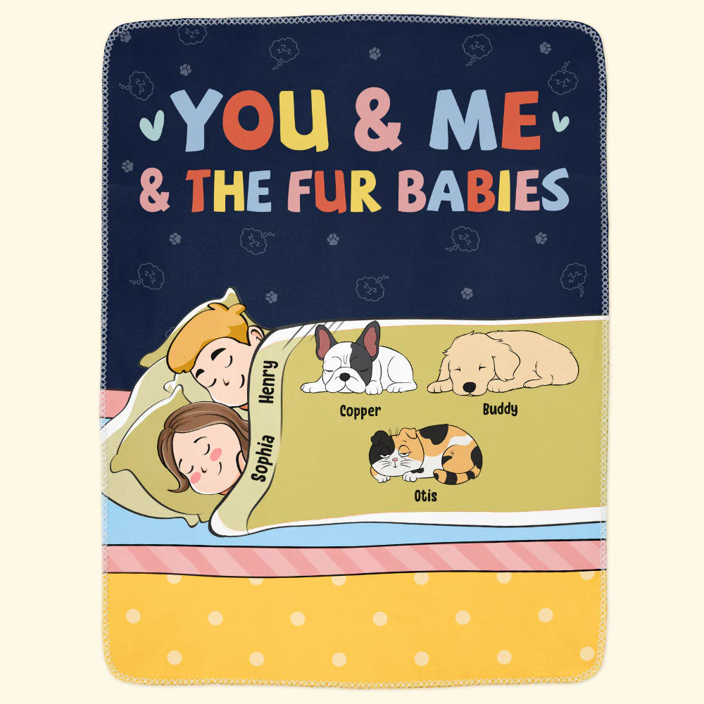 You And Me And Fur Babies - Personalized Blanket - Image 3