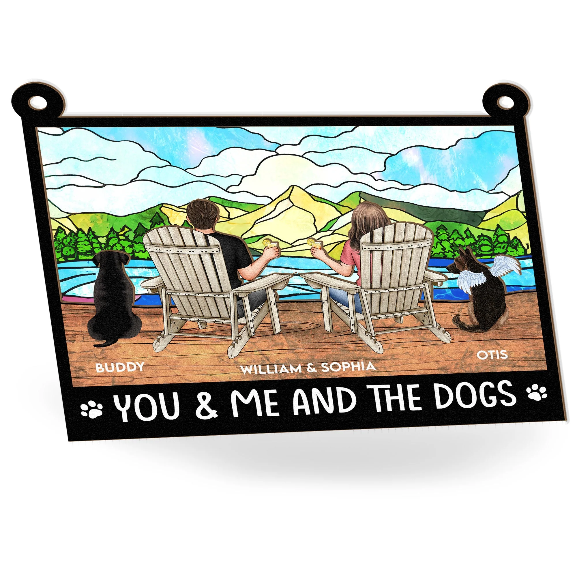You And Me And The Dogs - Personalized Window Hanging Suncatcher Ornament - Anniversary Gifts - Image 5