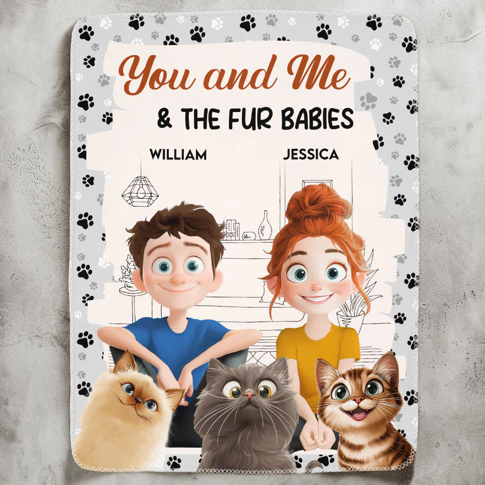 You And Me, And The Fur Babies - Personalized Blanket - Image 2