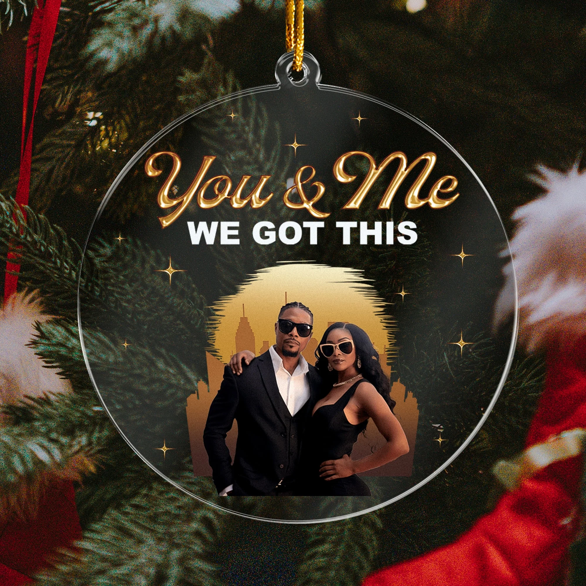 You And Me We Got This Black African Couple - Personalized Circle Acrylic Photo Ornament - Image 3