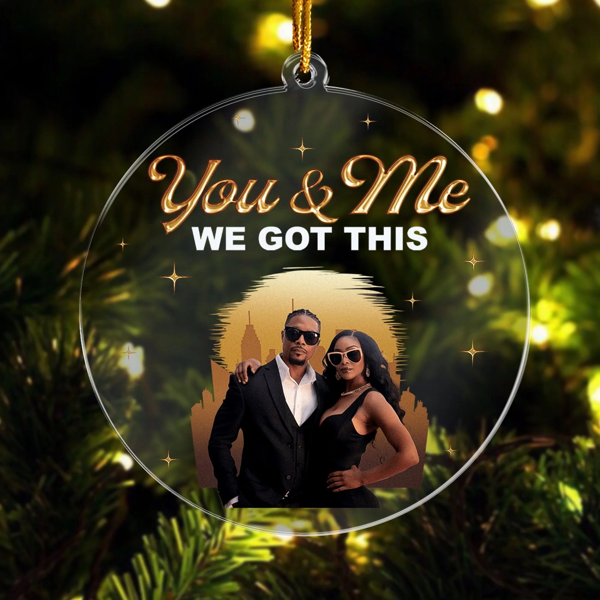 You And Me We Got This Black African Couple - Personalized Circle Acrylic Photo Ornament - Image 4
