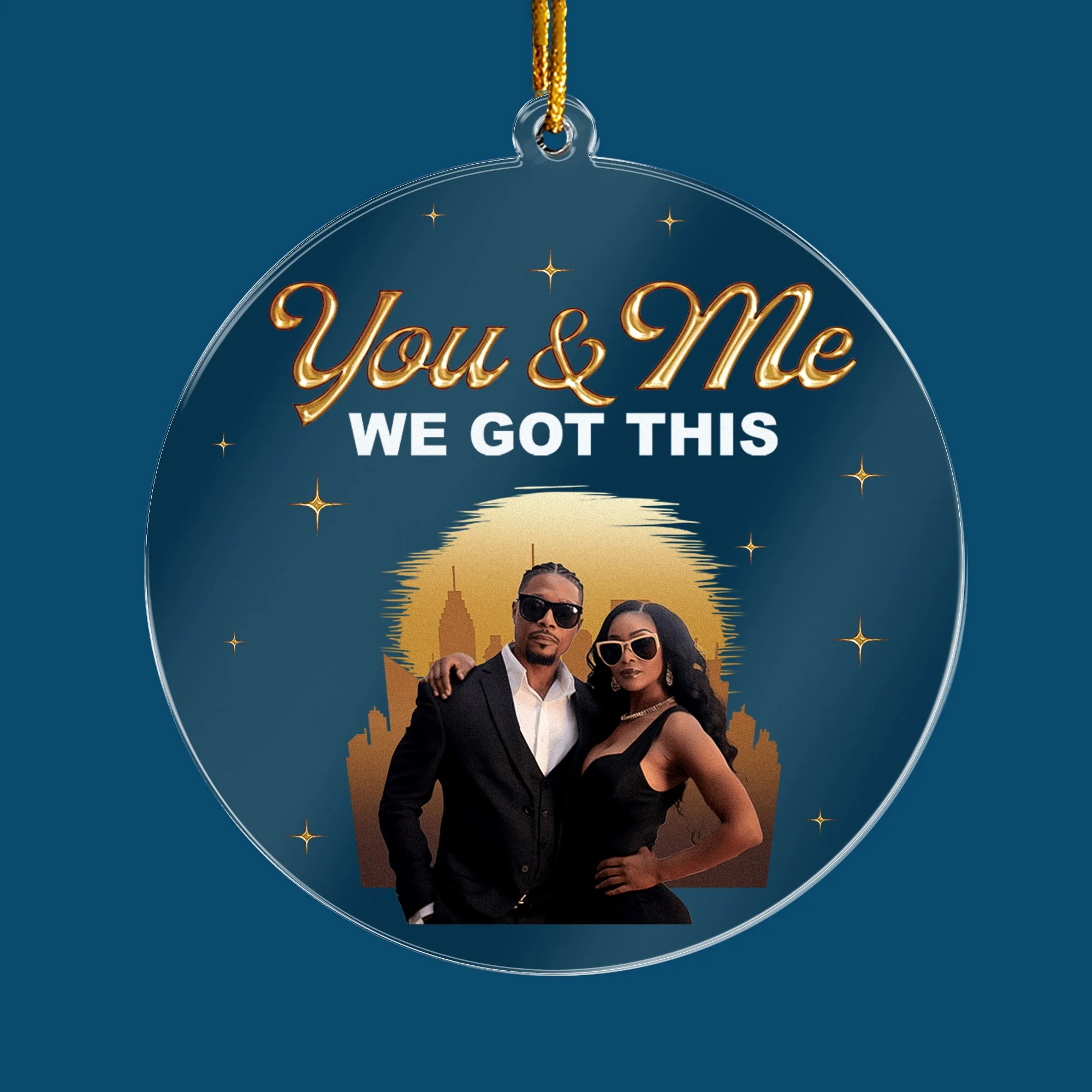 You And Me We Got This Black African Couple - Personalized Circle Acrylic Photo Ornament - Image 5