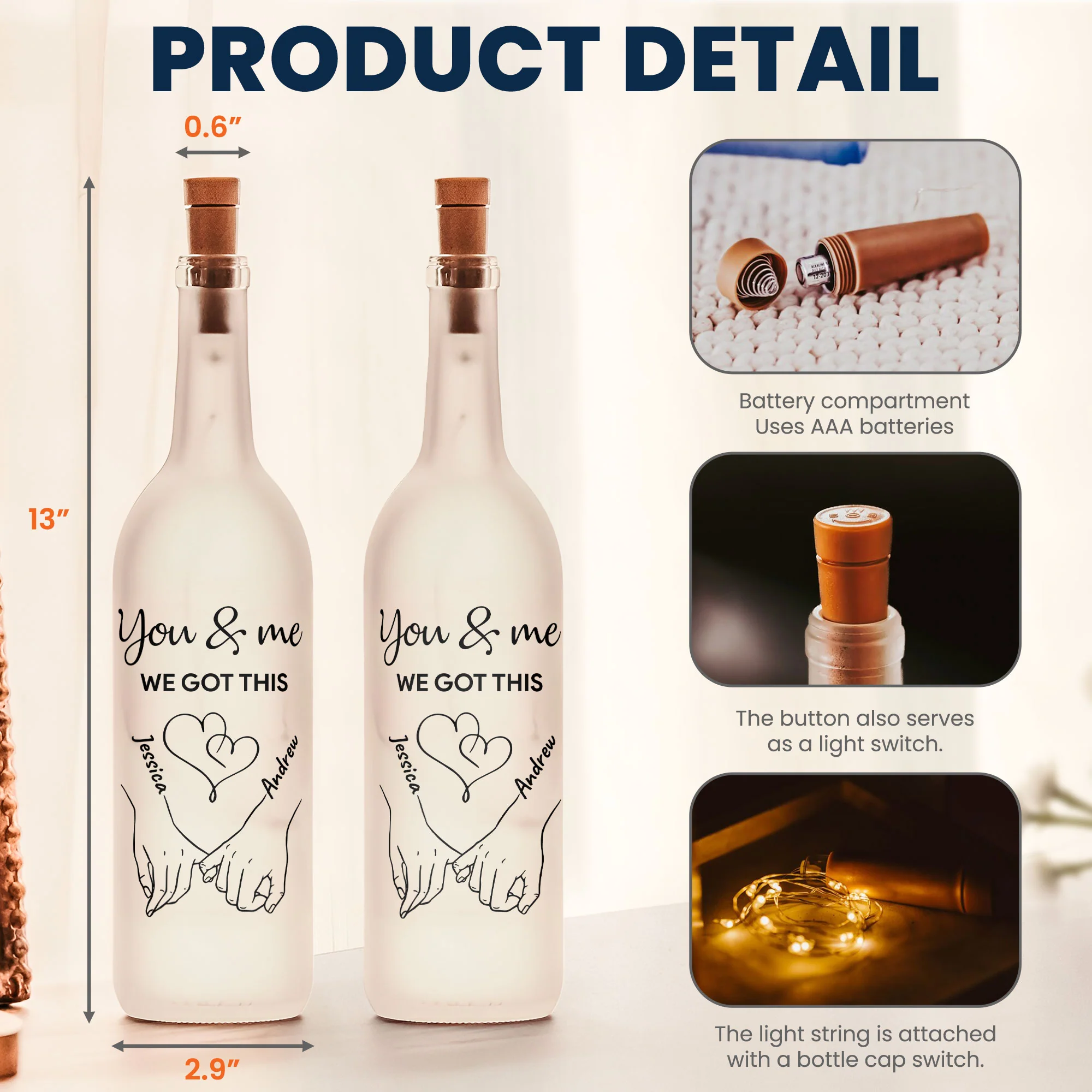 You And Me We Got This - Personalized Bottle Lamp - Image 4