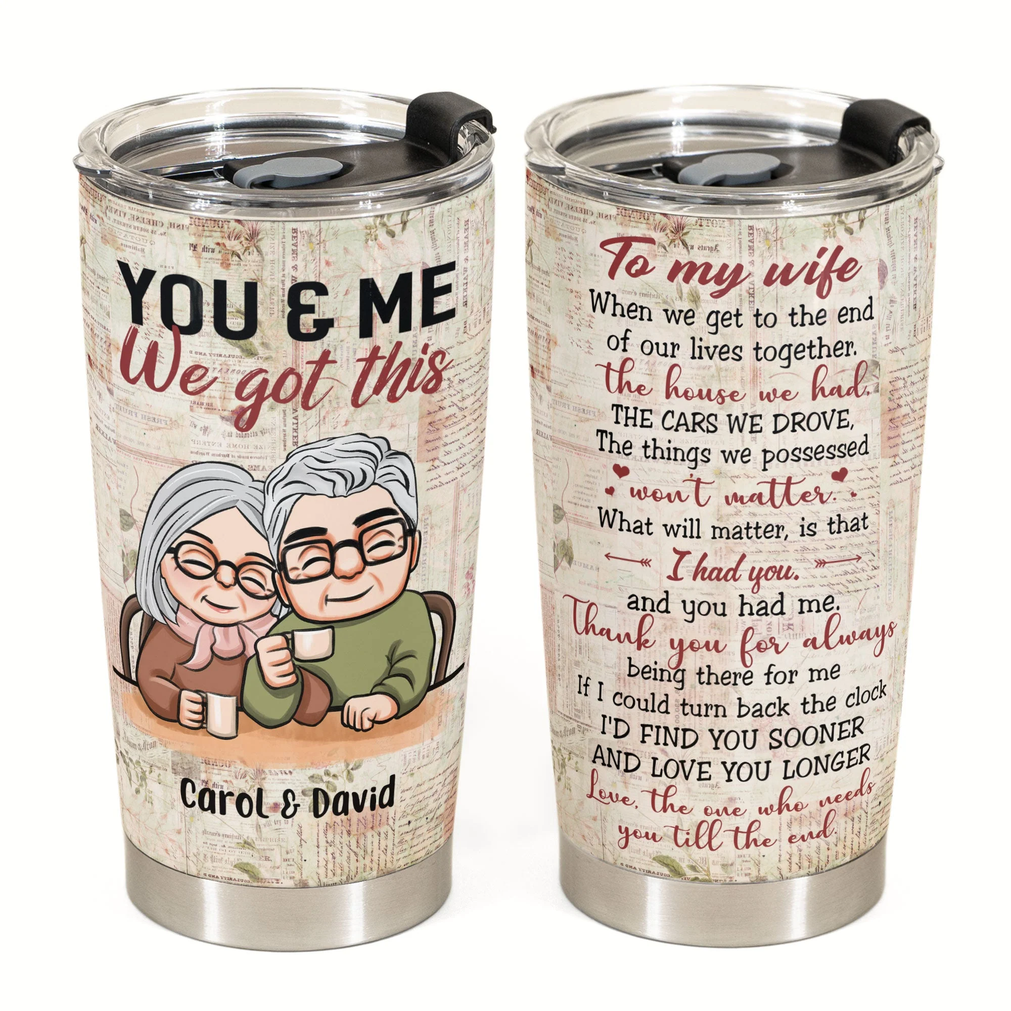 You And Me We Got This Ver 2  - Personalized Tumbler Cup - Anniversary, Valentine's Day Gift For Wife - Old Couple - Image 2