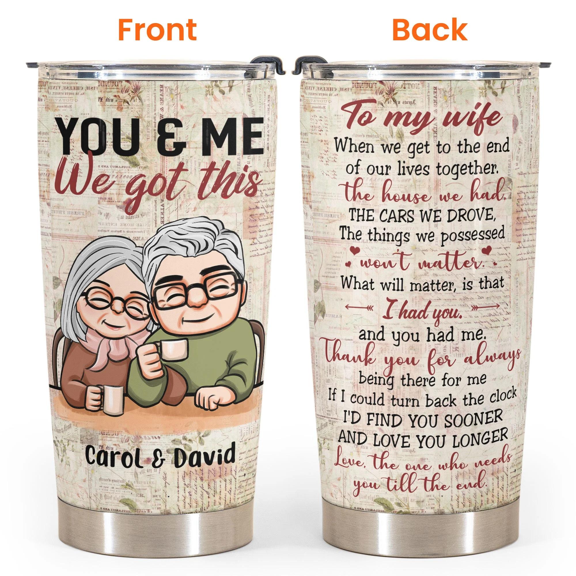 You And Me We Got This Ver 2  - Personalized Tumbler Cup - Anniversary, Valentine's Day Gift For Wife - Old Couple - Image 4